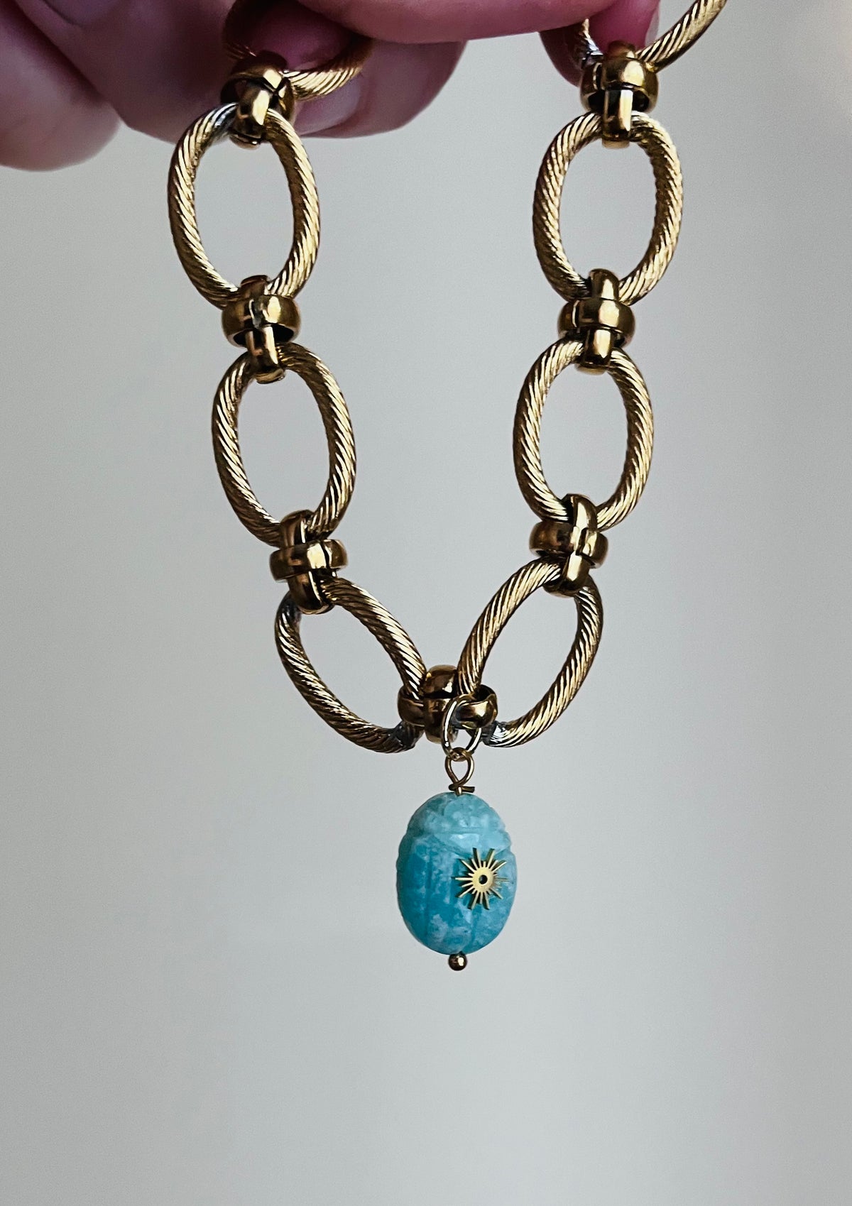 Bracelet talisman scarabée Amazonite