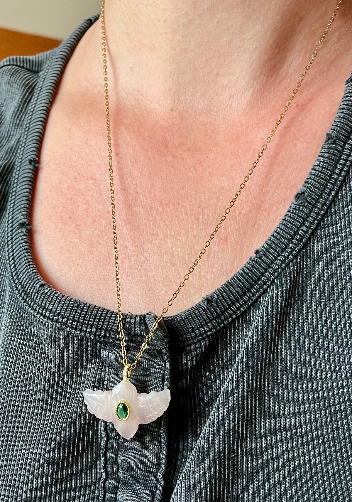 Sautoir talisman Quartz rose