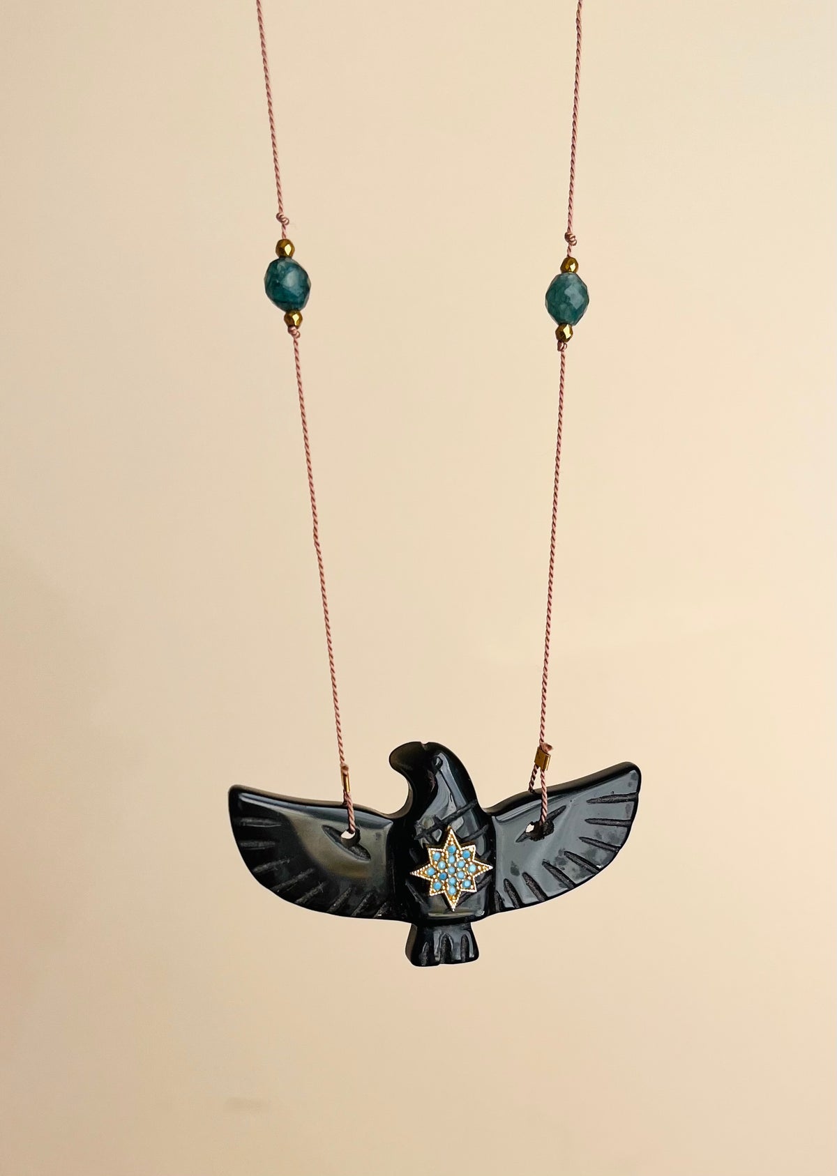 Collier sautoir phœnix Onyx noir