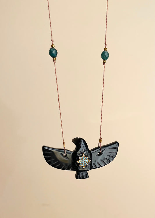 Collier sautoir phœnix Onyx noir