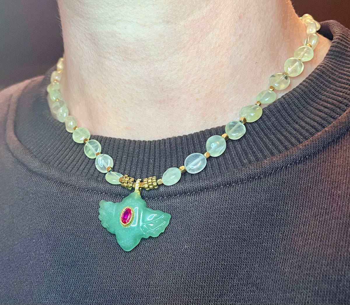 Collier talisman Aventurine et Préhnite