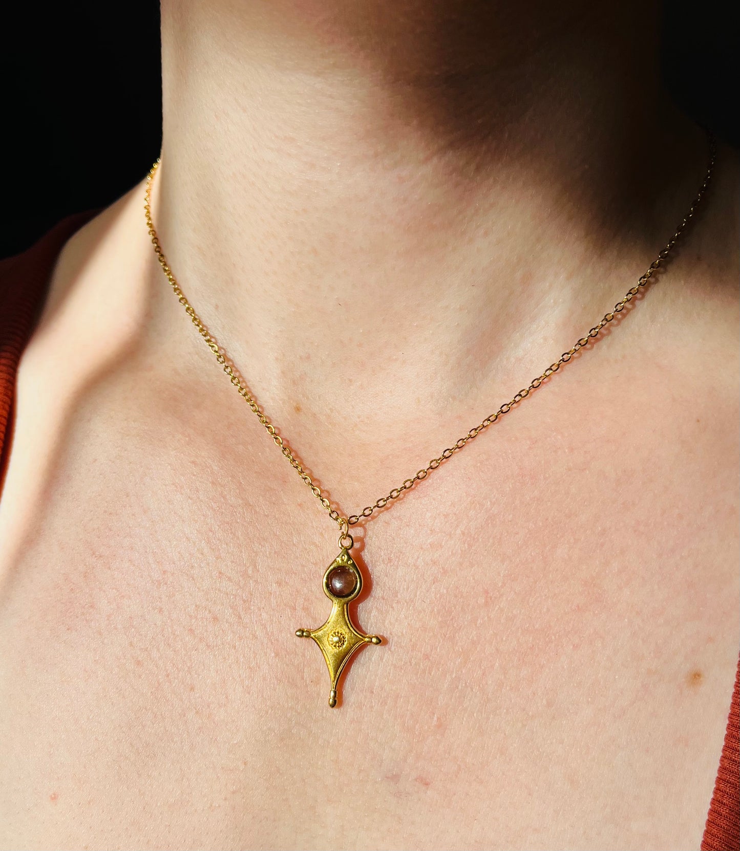 Collier Talisman Croix Touareg Quartz fumé