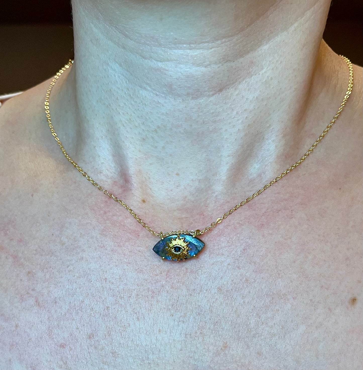 Collier amulette œil protecteur Labradorite