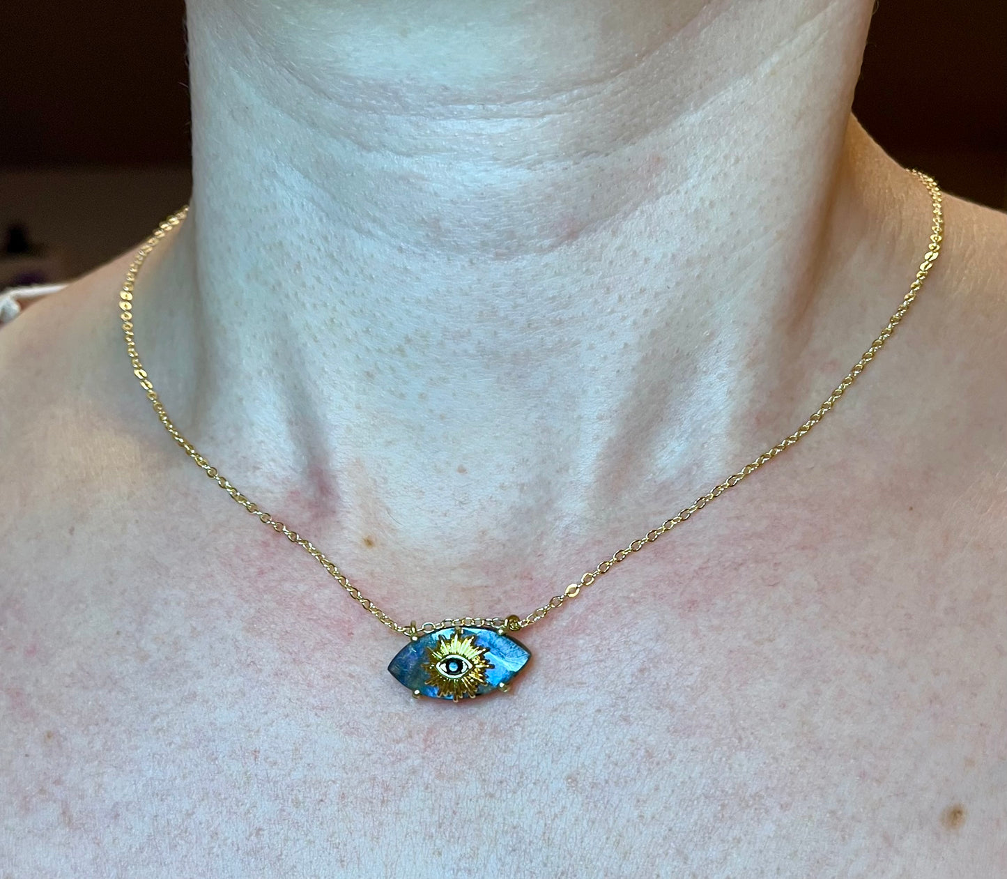 Collier amulette œil protecteur Labradorite
