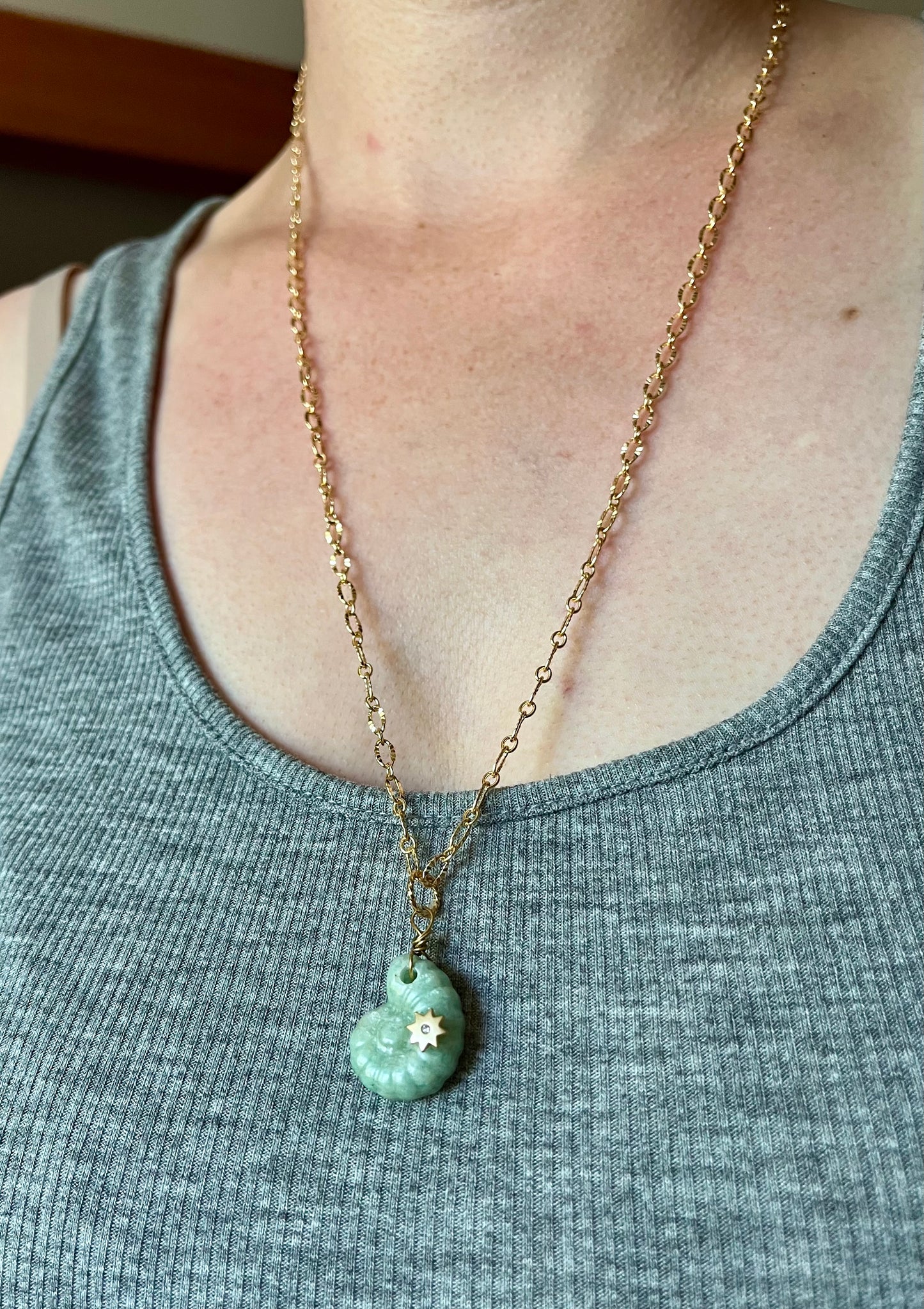 Collier sautoir coquillage Amazonite