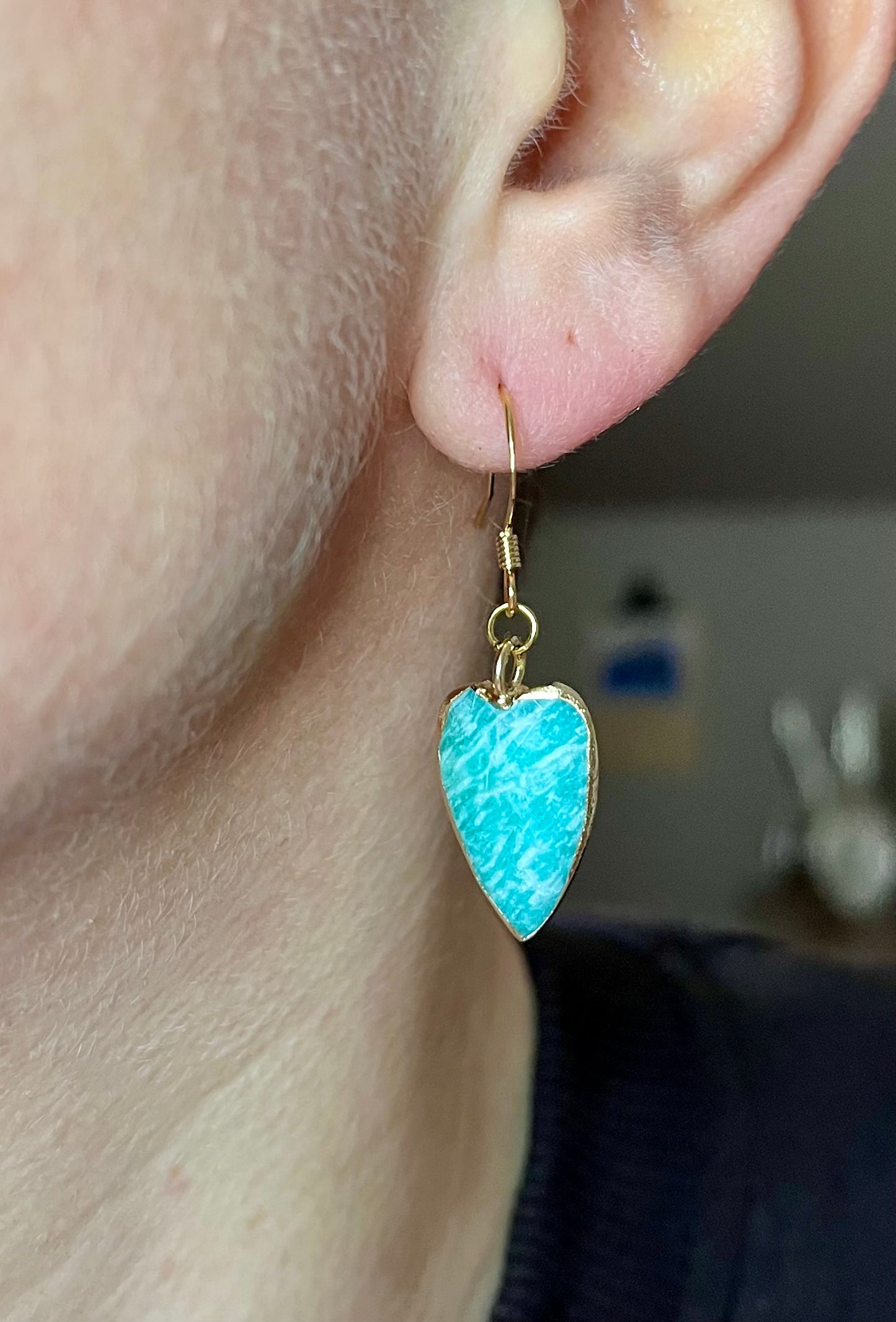 Boucles d’oreilles cœurs Amazonite