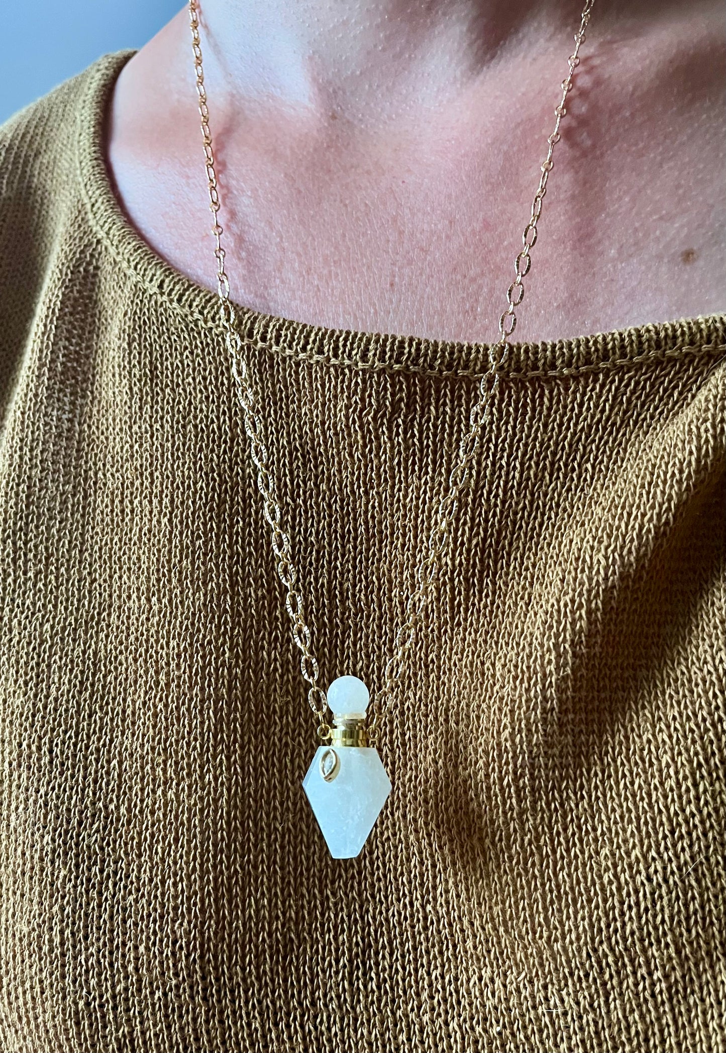 Collier sautoir grigri fiole Quartz