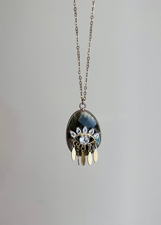 Collier sautoir talisman protecteur Labradorite