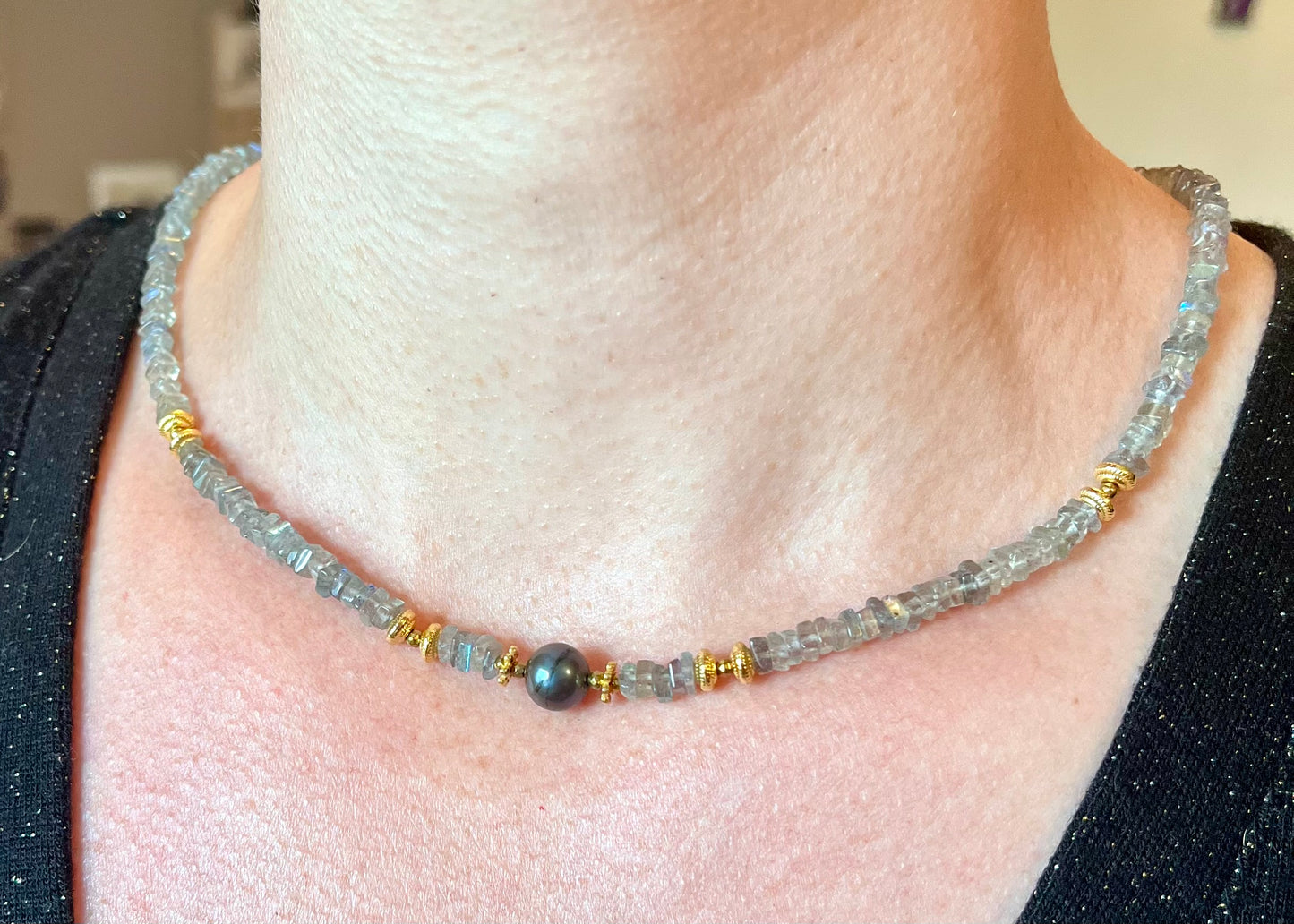 Collier Labradorite et Perle d’eau douce