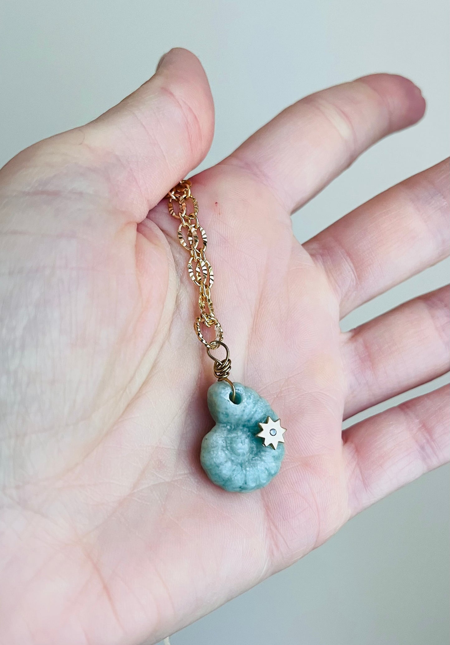 Collier sautoir coquillage Amazonite