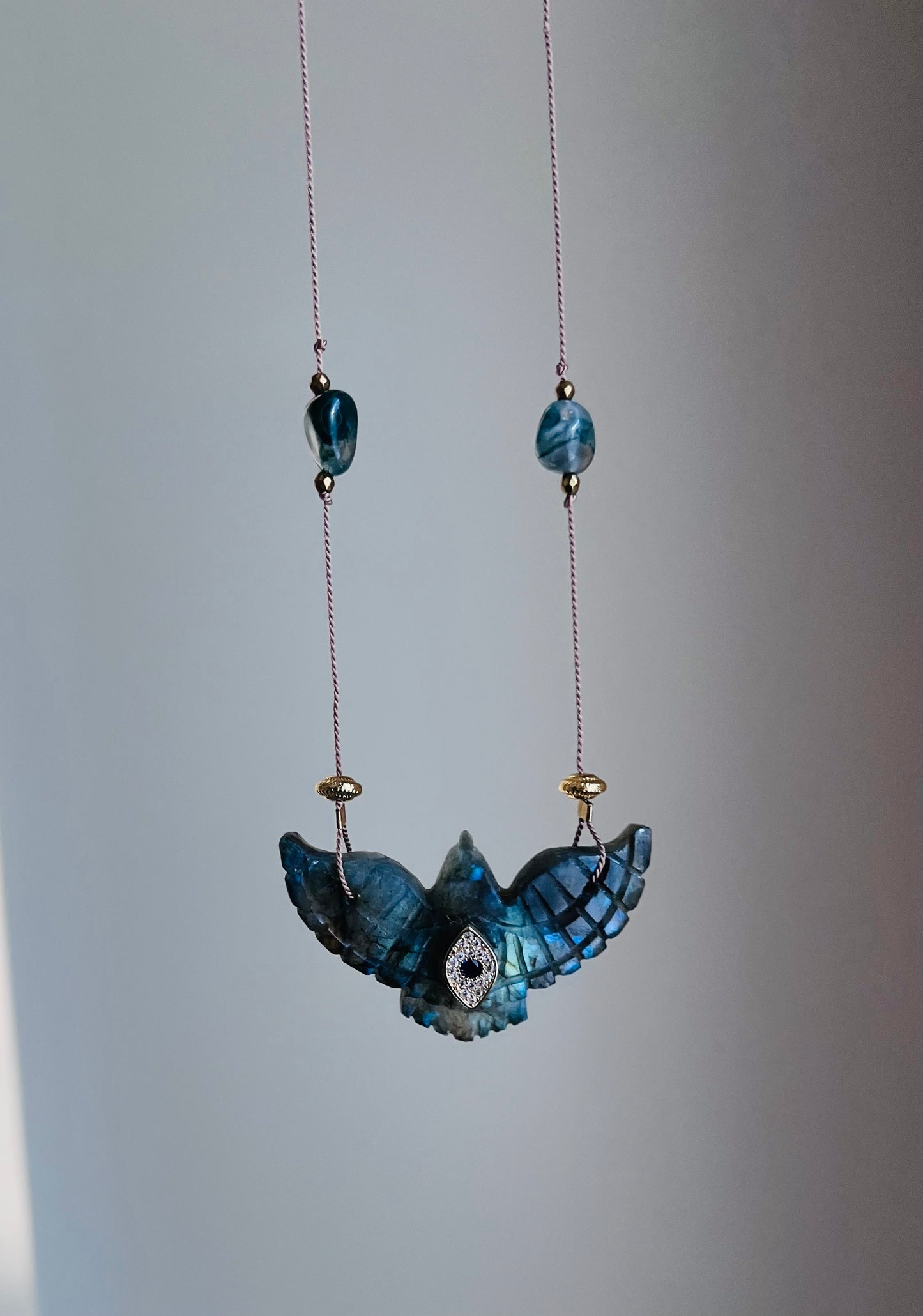 Sautoir phœnix Labradorite et Agate mousse