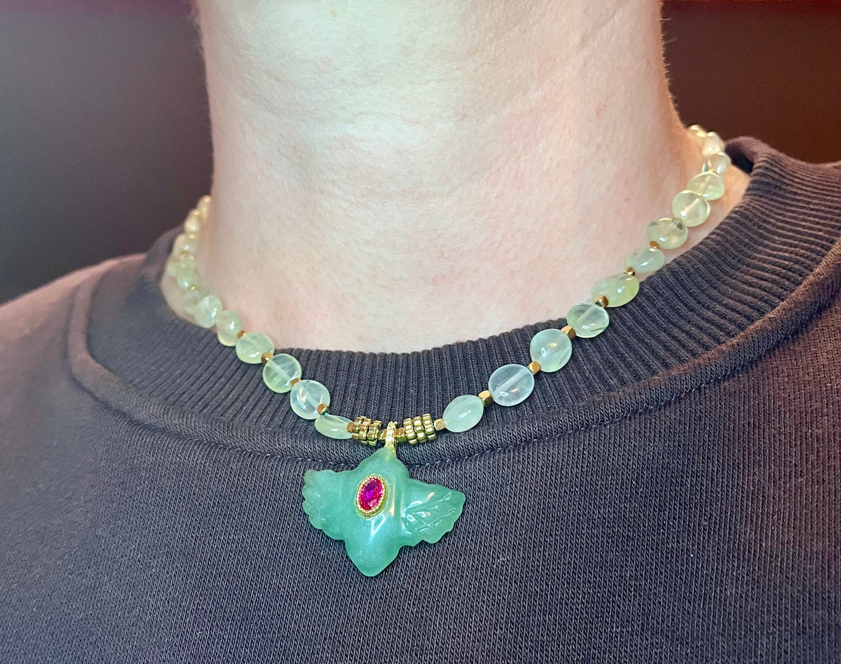 Collier talisman Aventurine et Préhnite