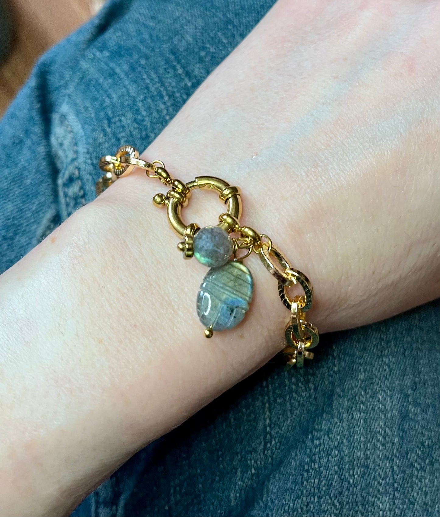 Bracelet talisman scarabée Labradorite