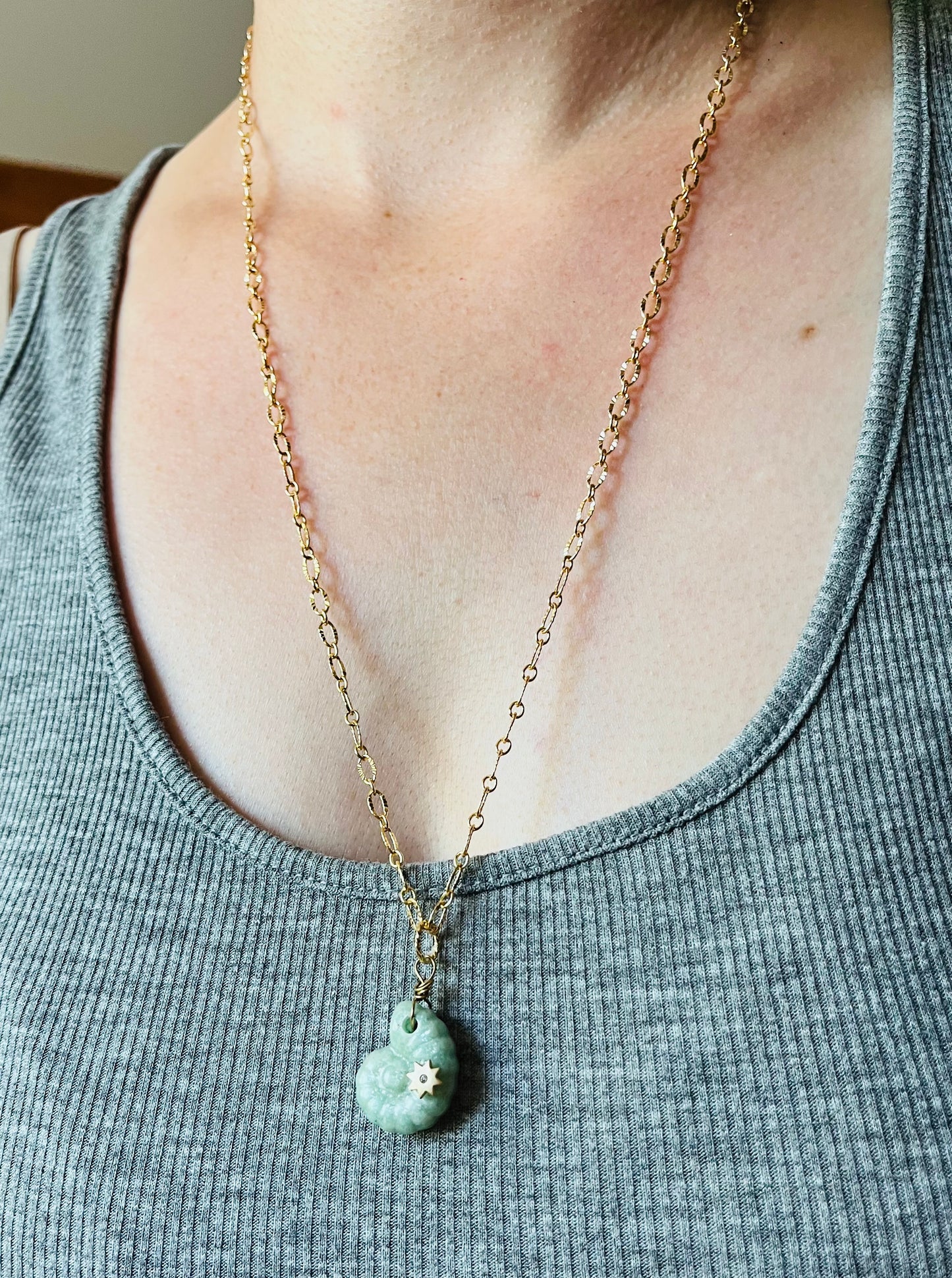 Collier sautoir coquillage Amazonite
