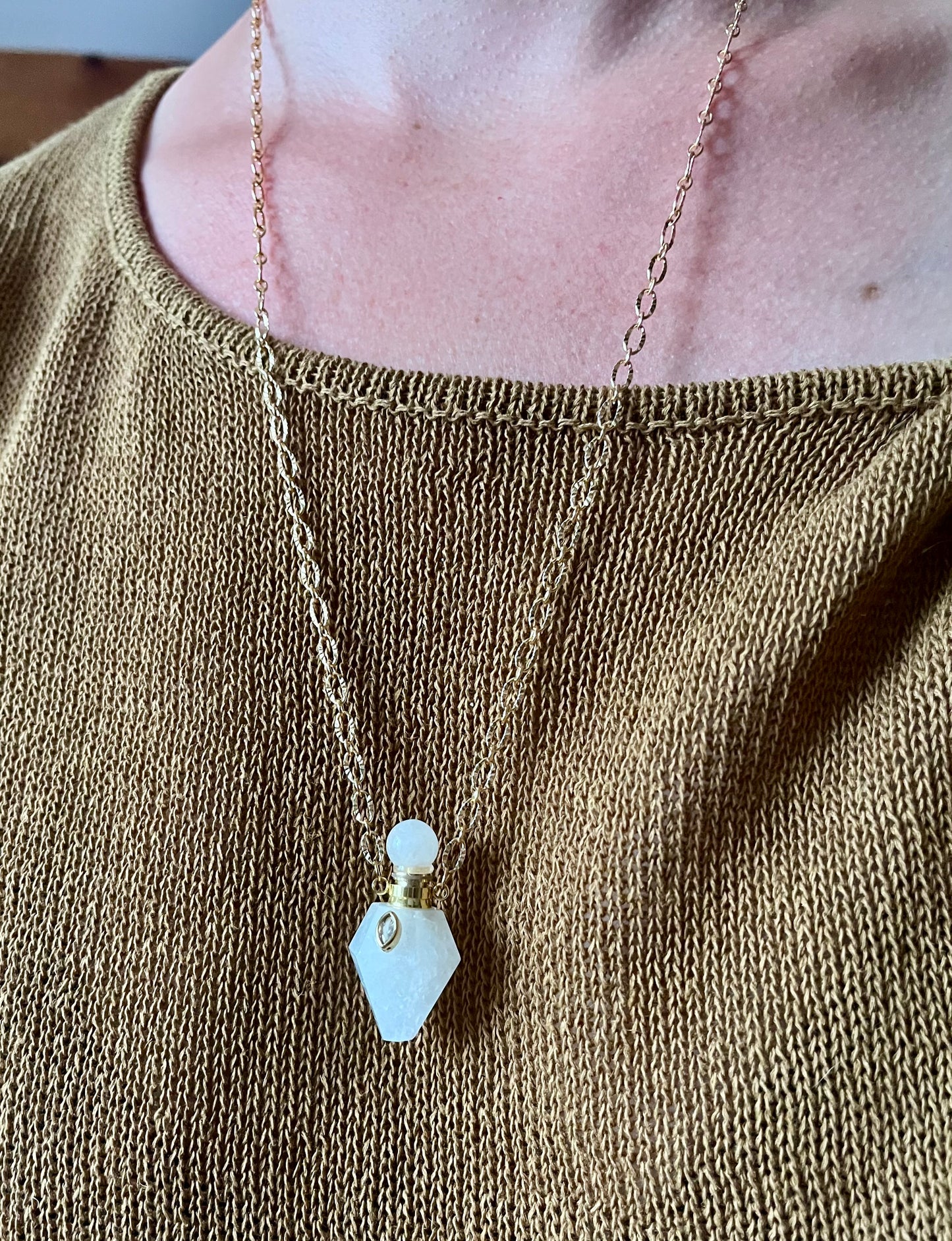 Collier sautoir grigri fiole Quartz