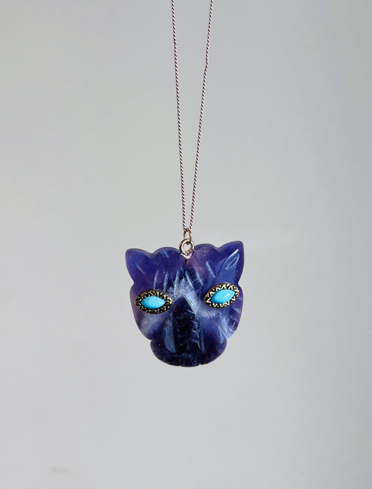 Collier sautoir talisman tigre Améthyste