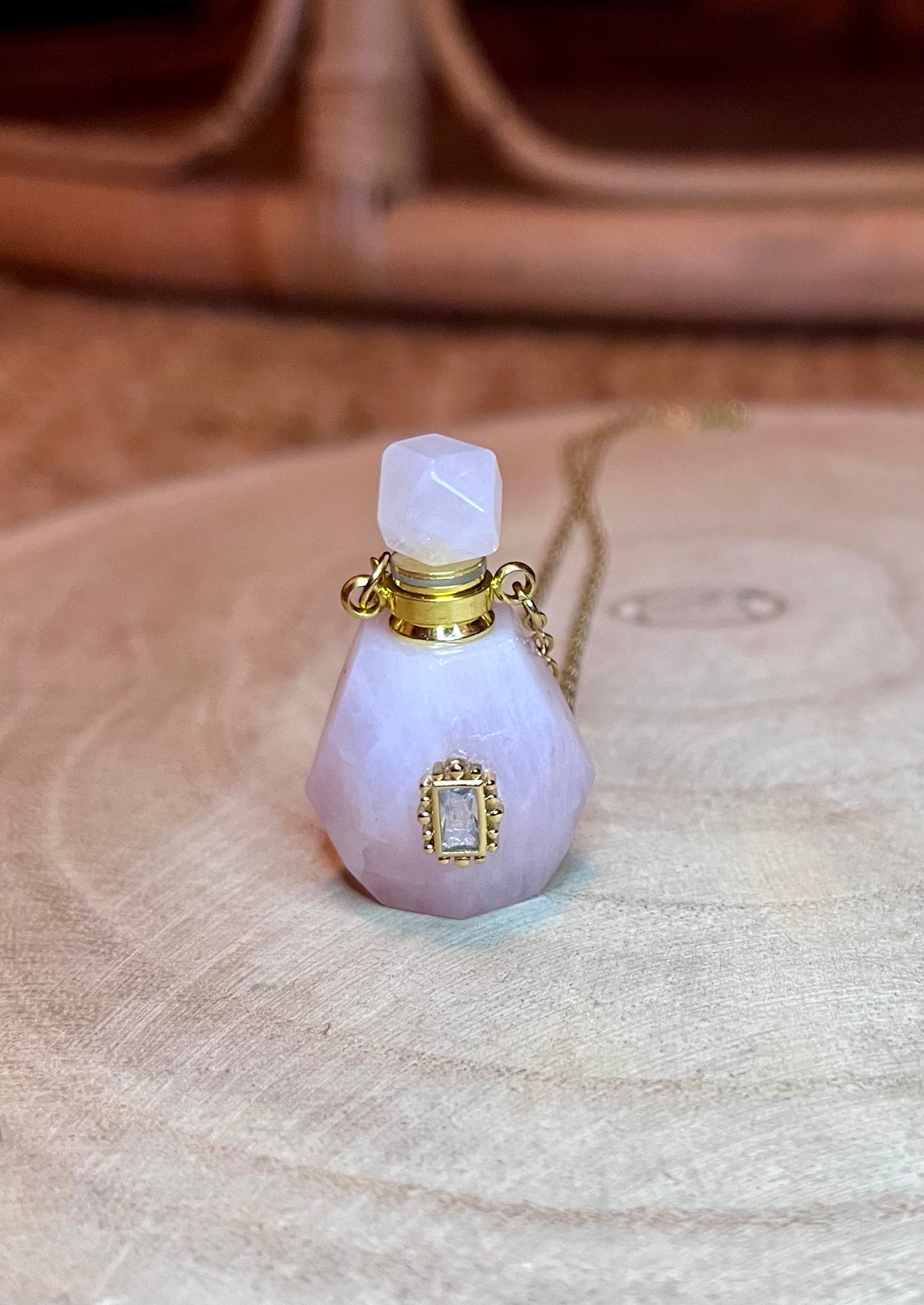 Collier fiole Quartz rose