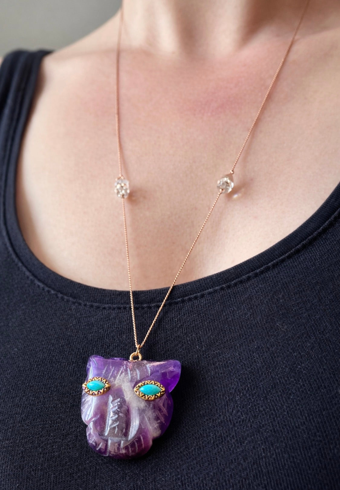 Collier sautoir talisman tigre Améthyste