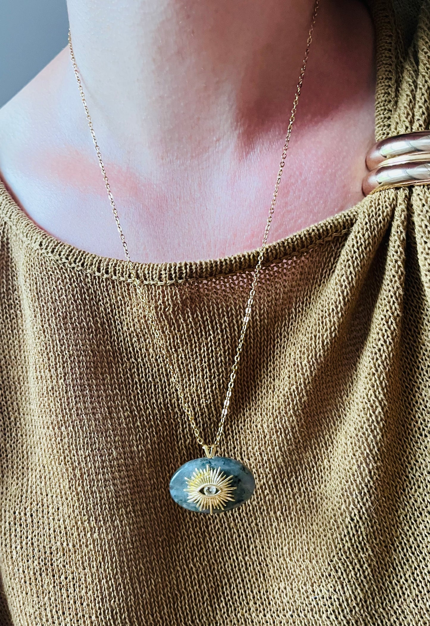 Collier sautoir protecteur grigri Labradorite