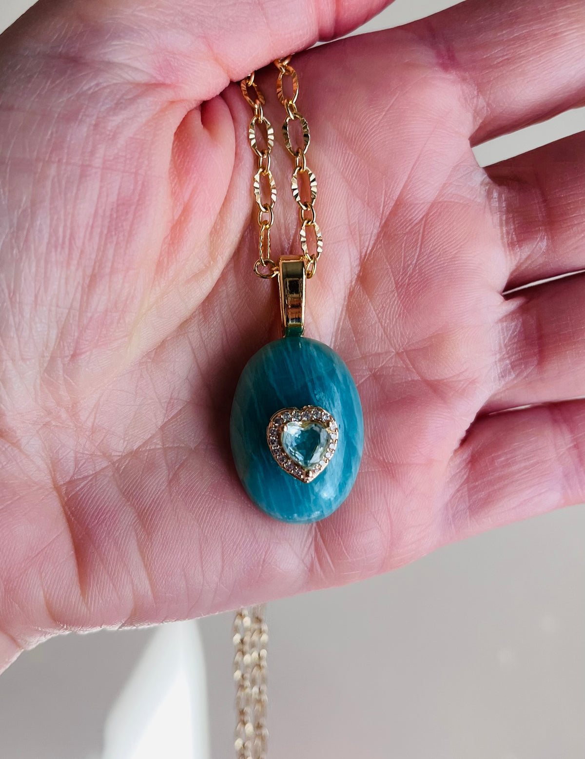 Collier sautoir grigri Amazonite