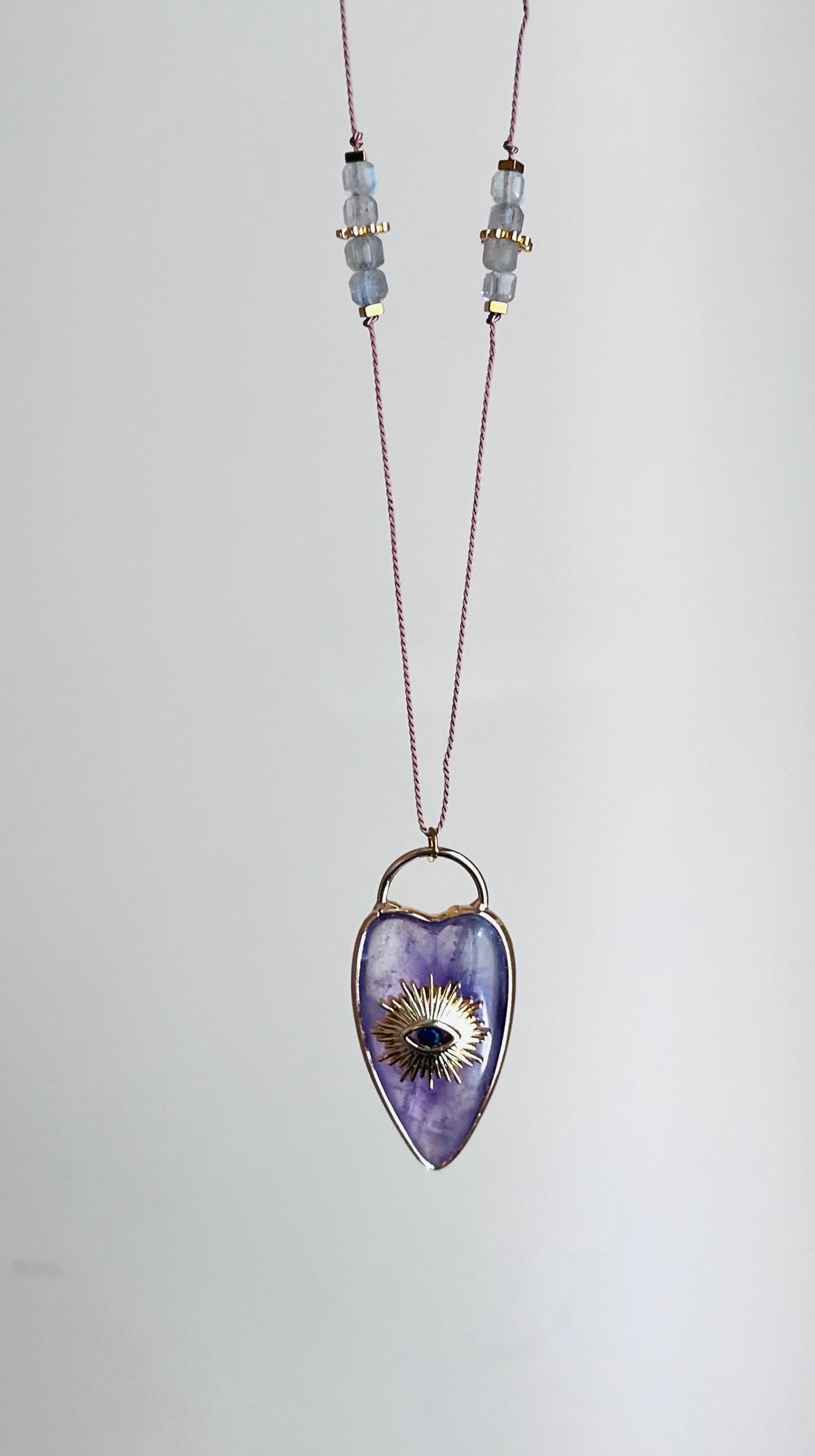 Collier sautoir cœur Améthyste