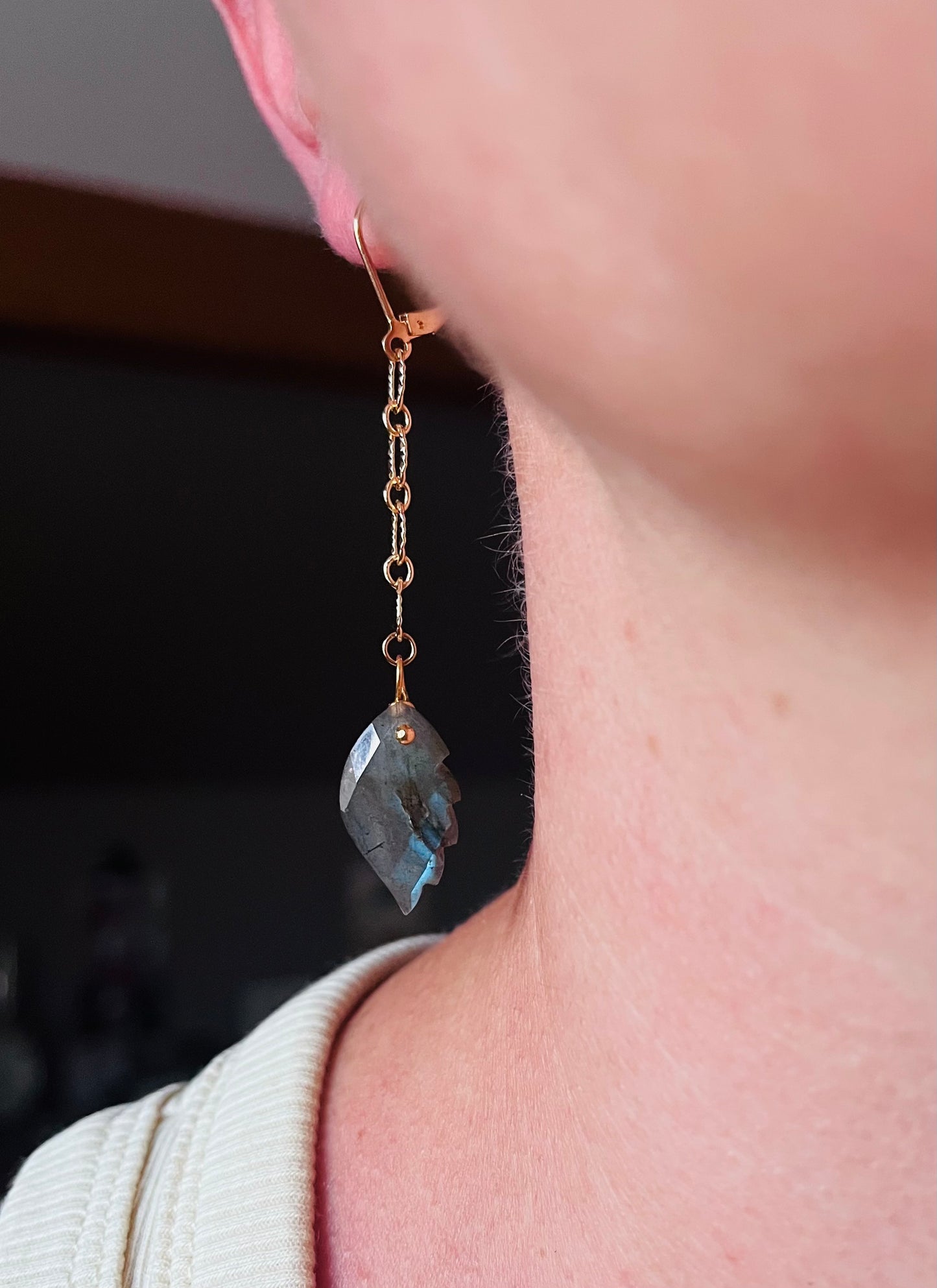 Boucles d’oreilles ailes Lapis-lazuli et Labradorite