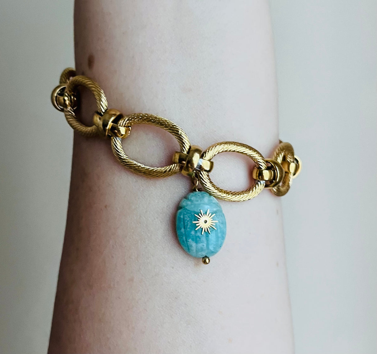 Bracelet talisman scarabée Amazonite