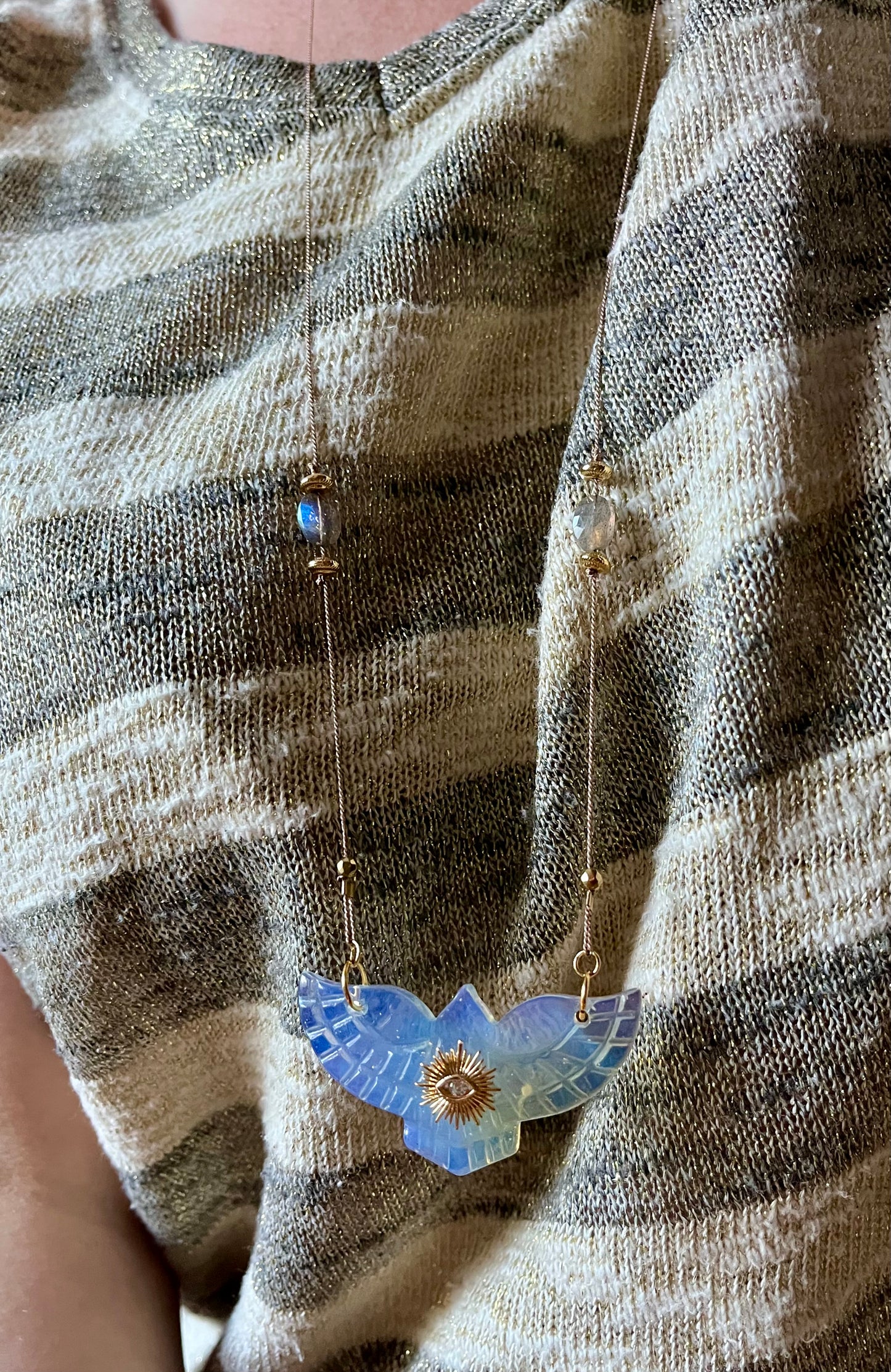 Collier sautoir phœnix Opalite