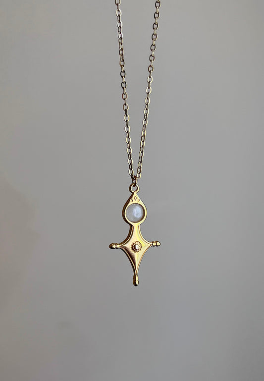 Collier Talisman Croix Touareg Pierre de Lune