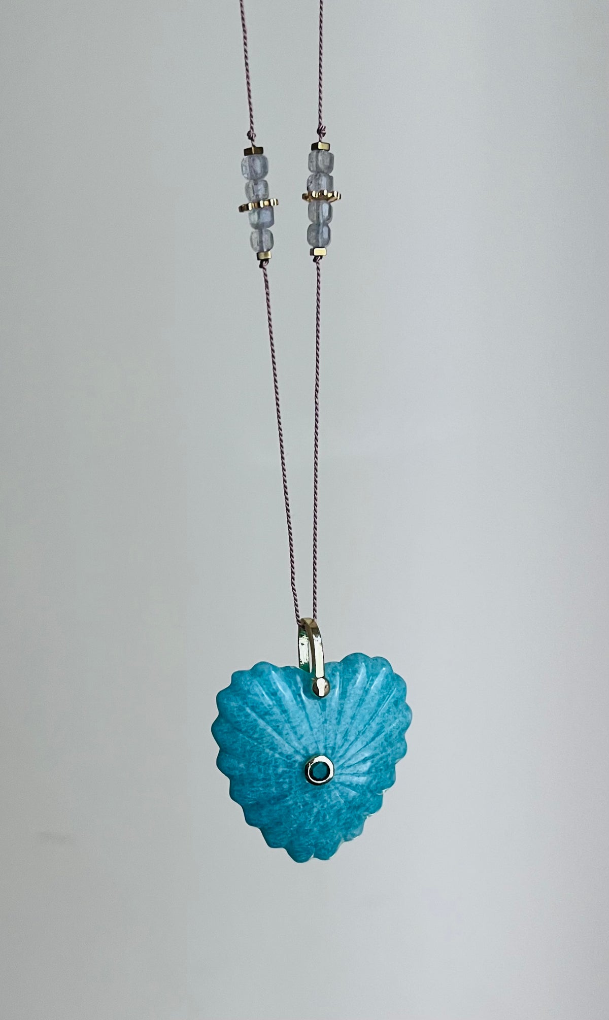 Collier sautoir cœur Amazonite