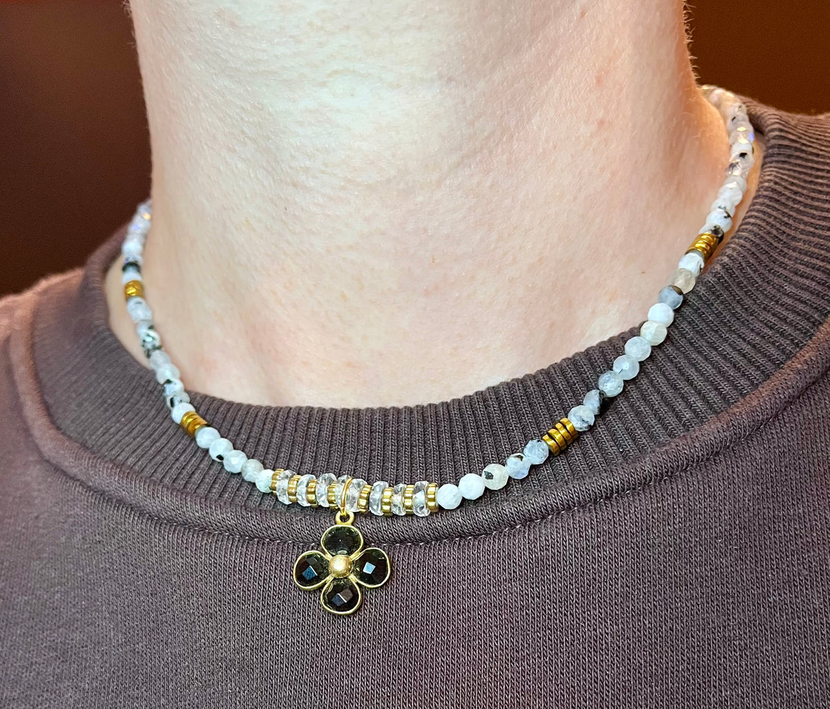 Collier Pierre de Lune et Onyx noir