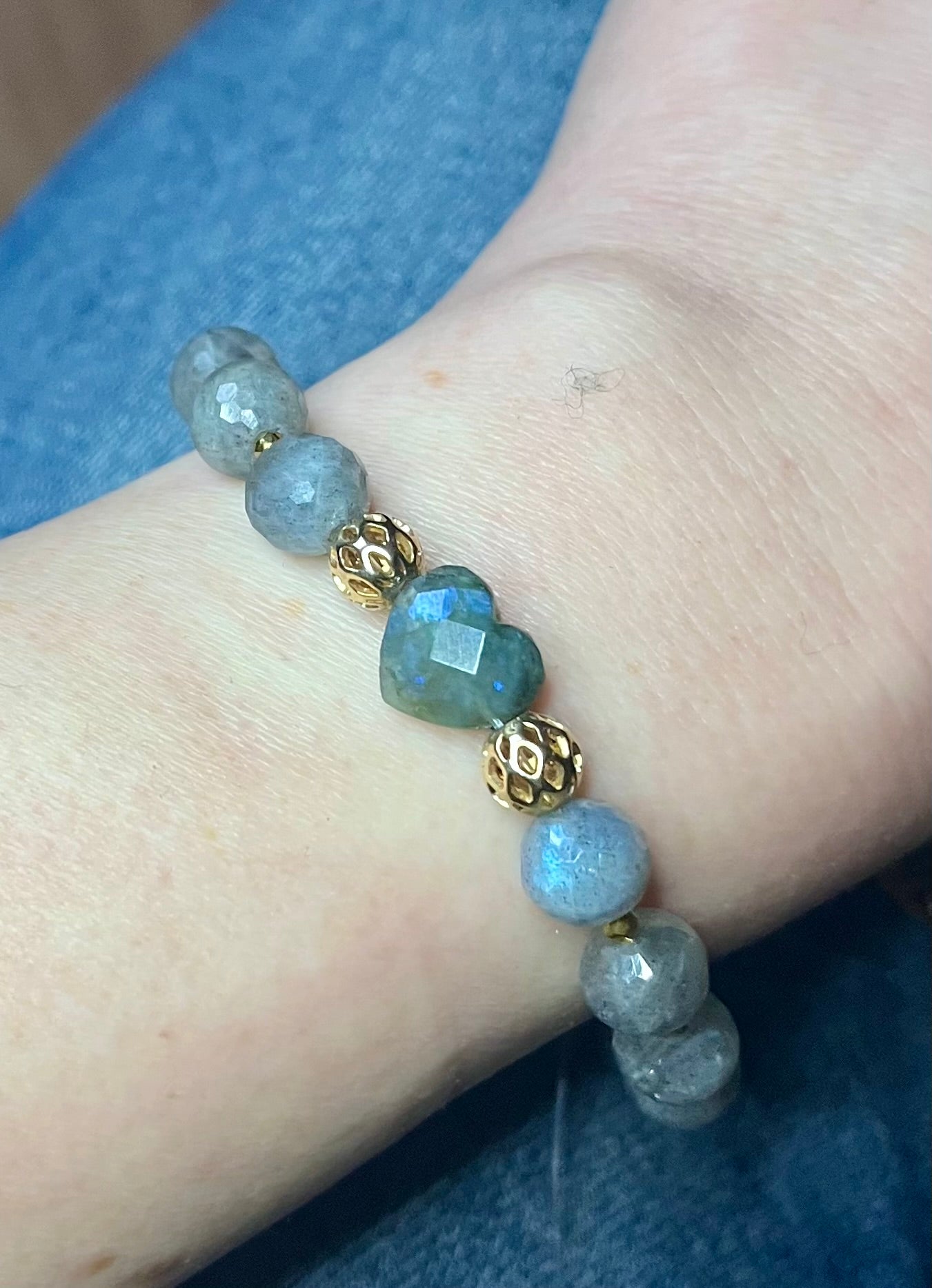 Bracelet cœur Labradorite - Protection contre les énergies négatives