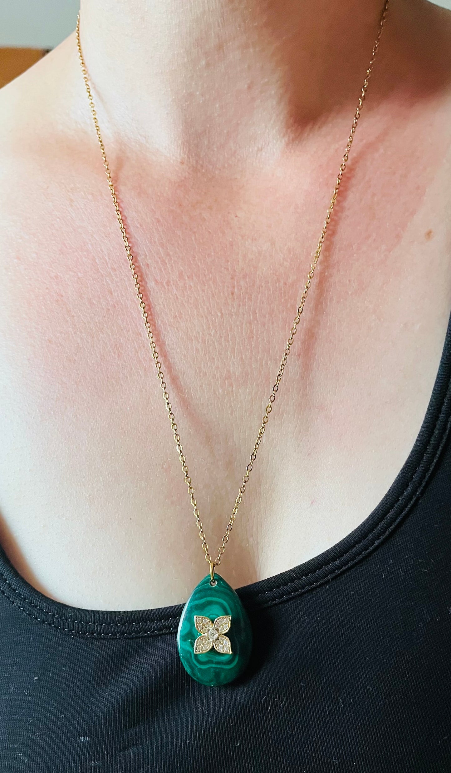 Collier sautoir Malachite