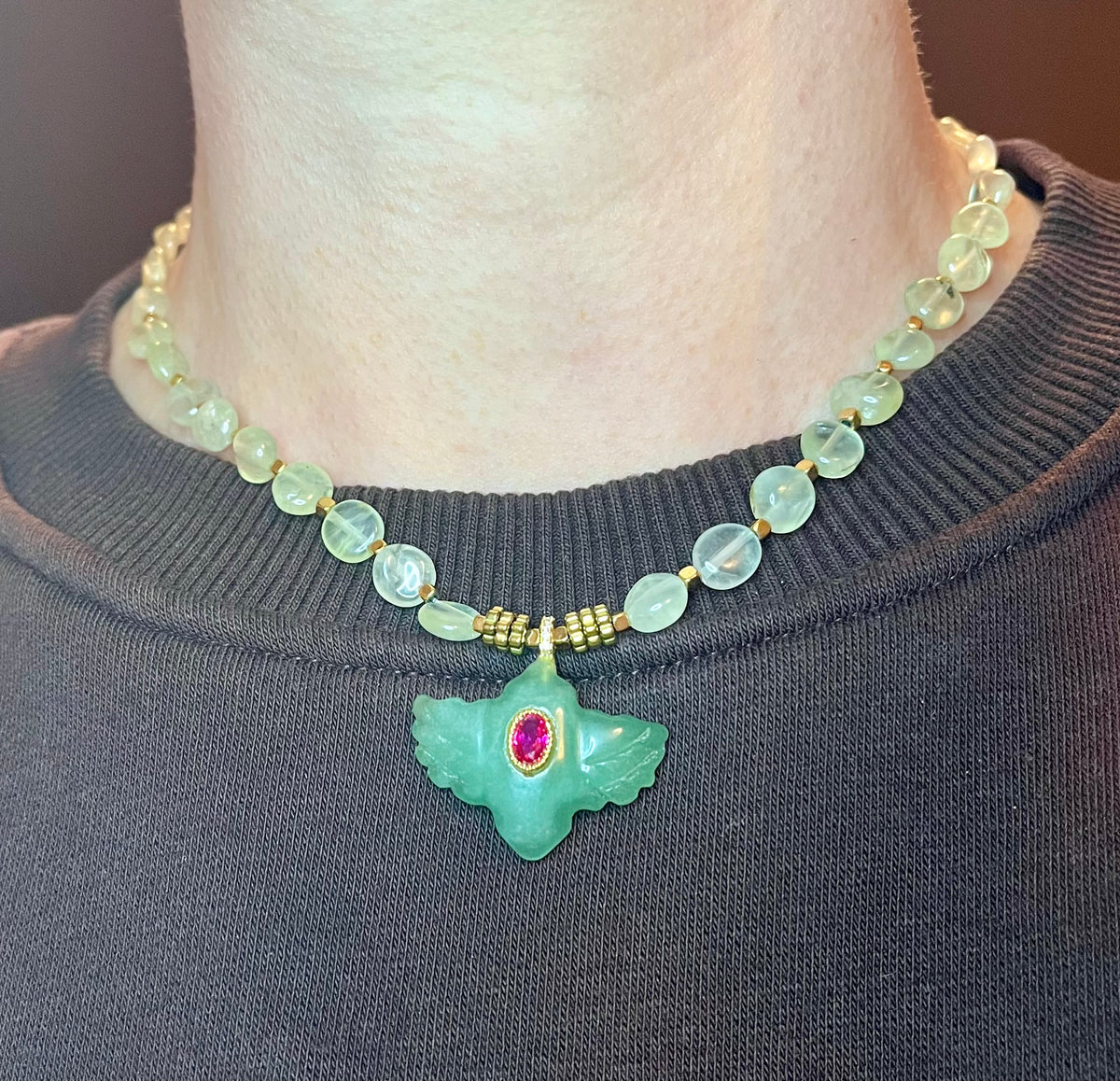 Collier talisman Aventurine et Préhnite