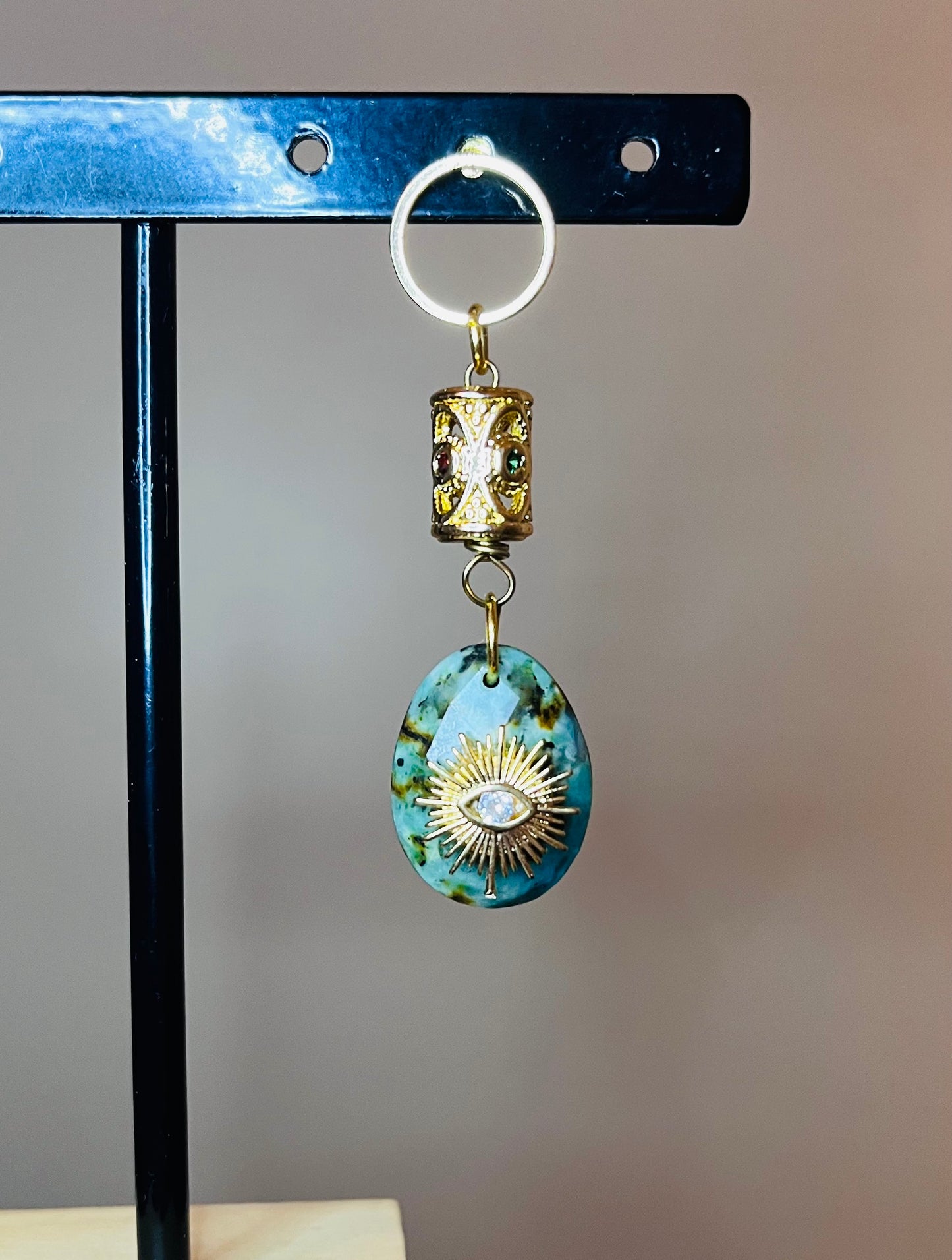 Mono boucle talisman Turquoise Africaine