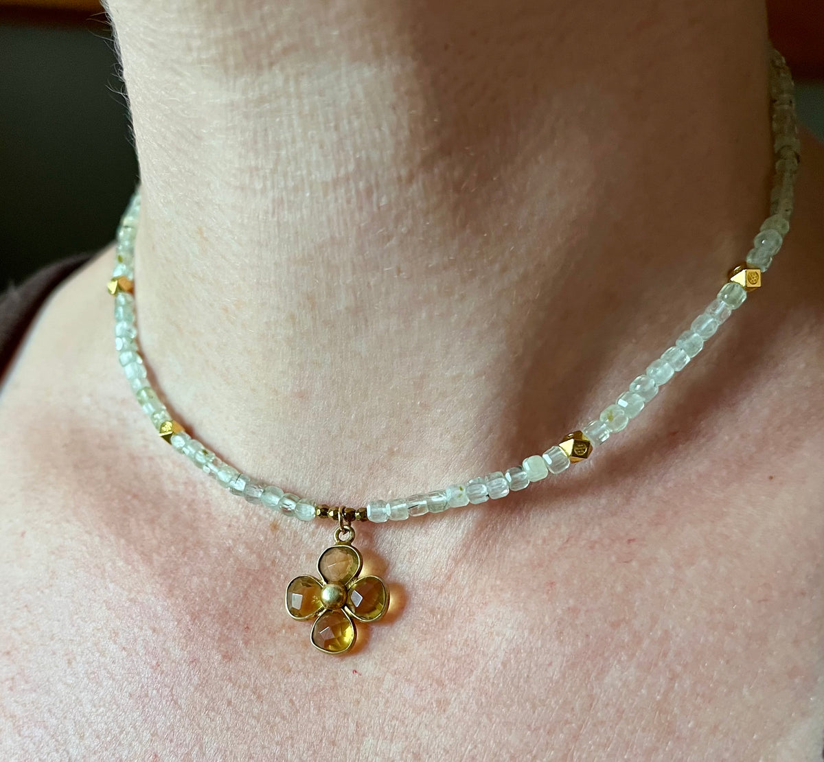 Collier Préhnite et Citrine