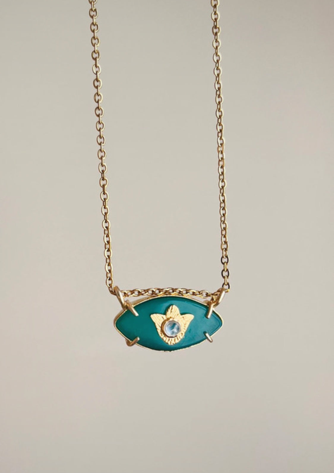 Collier amulette œil protecteur Onyx vert