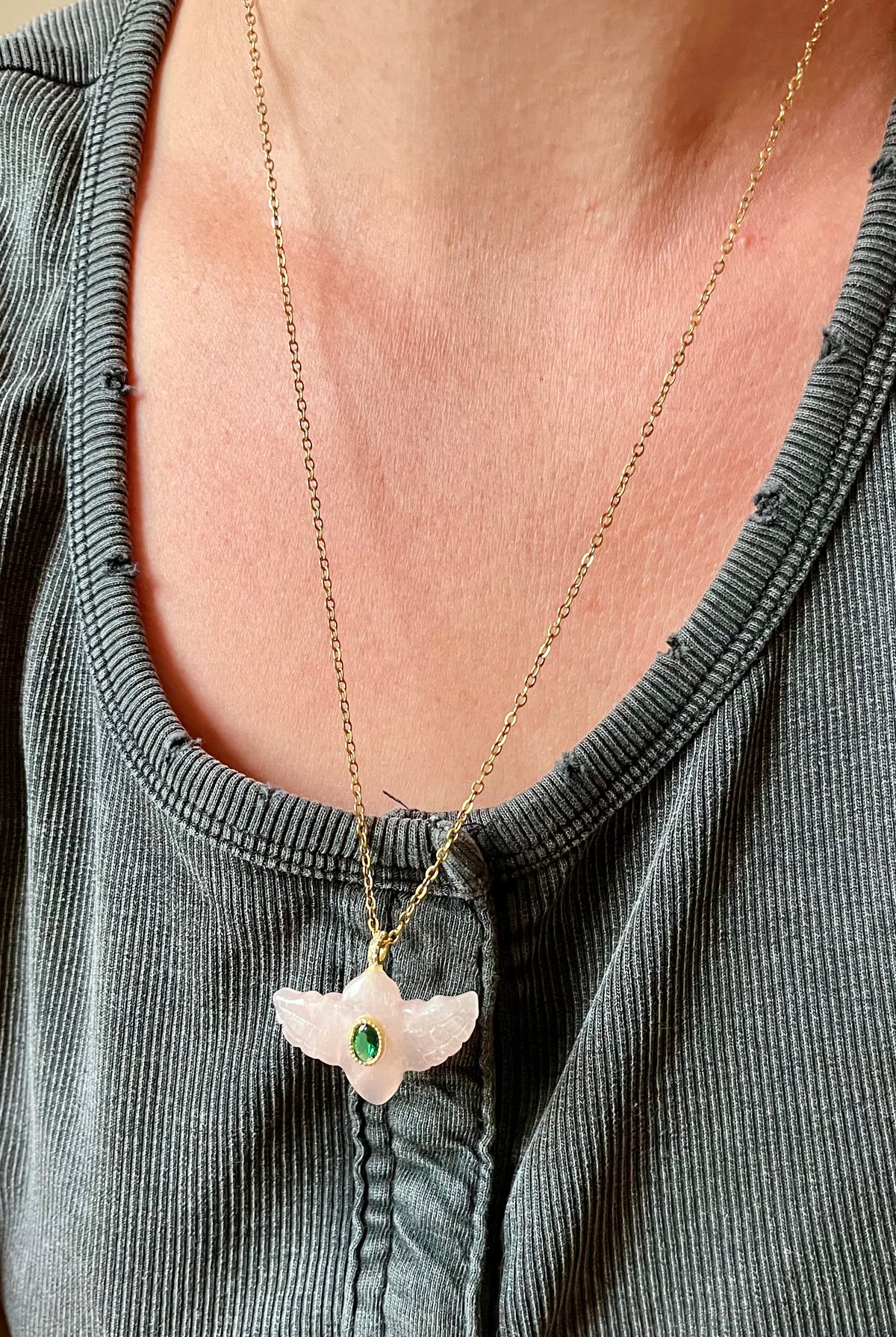 Sautoir talisman Quartz rose