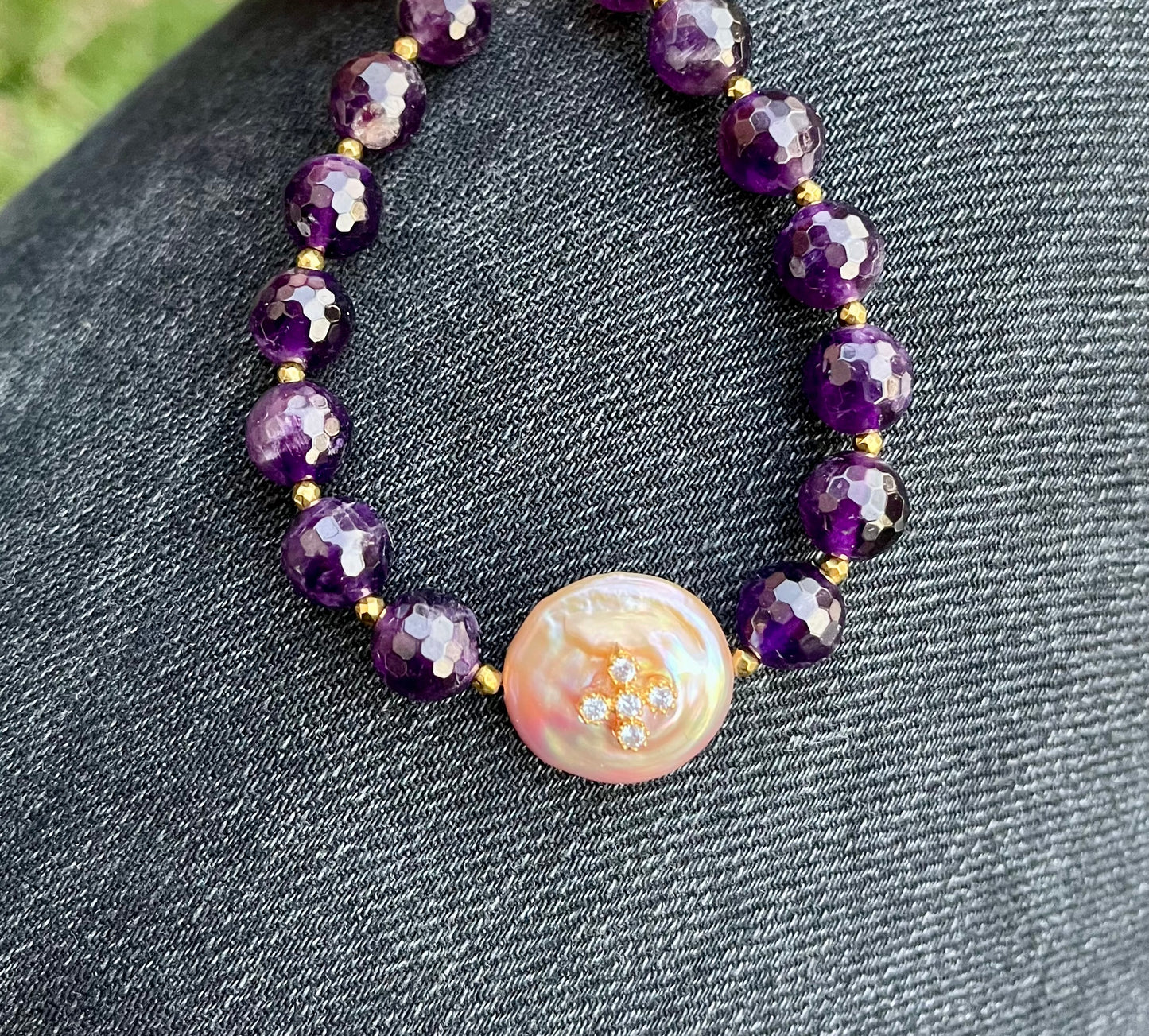 Bracelet Améthyste et Perle d’eau douce