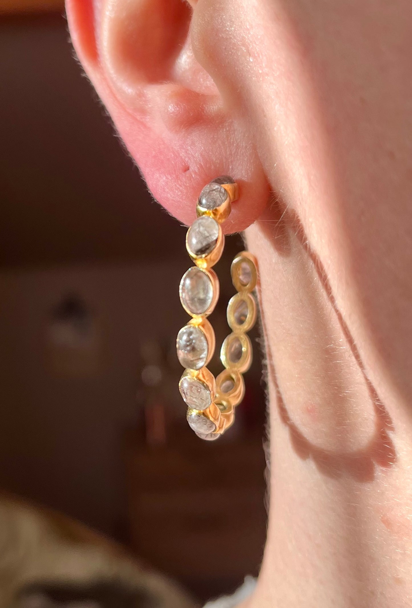 Boucles d’oreilles créoles Quartz rutile