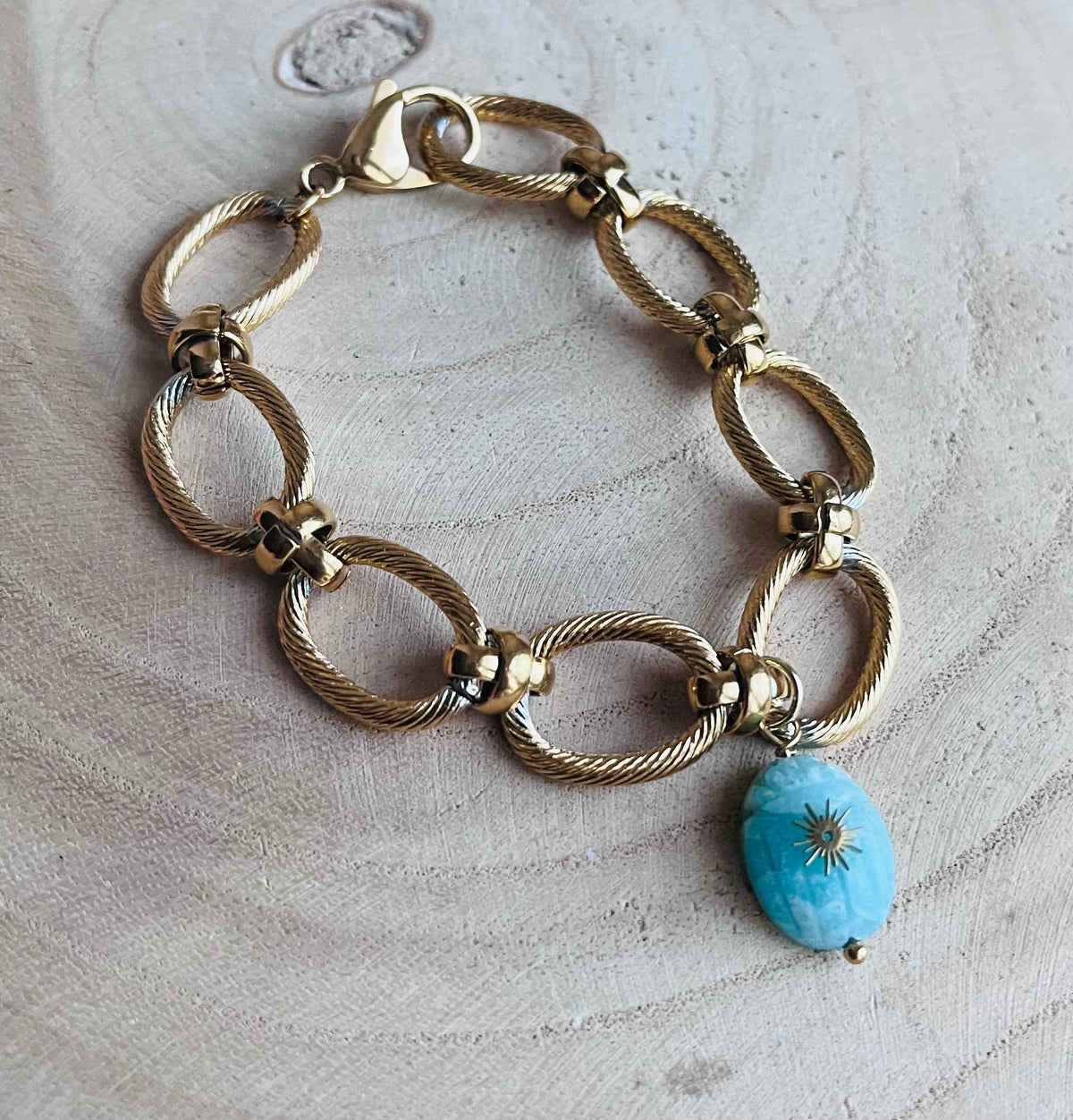 Bracelet talisman scarabée Amazonite
