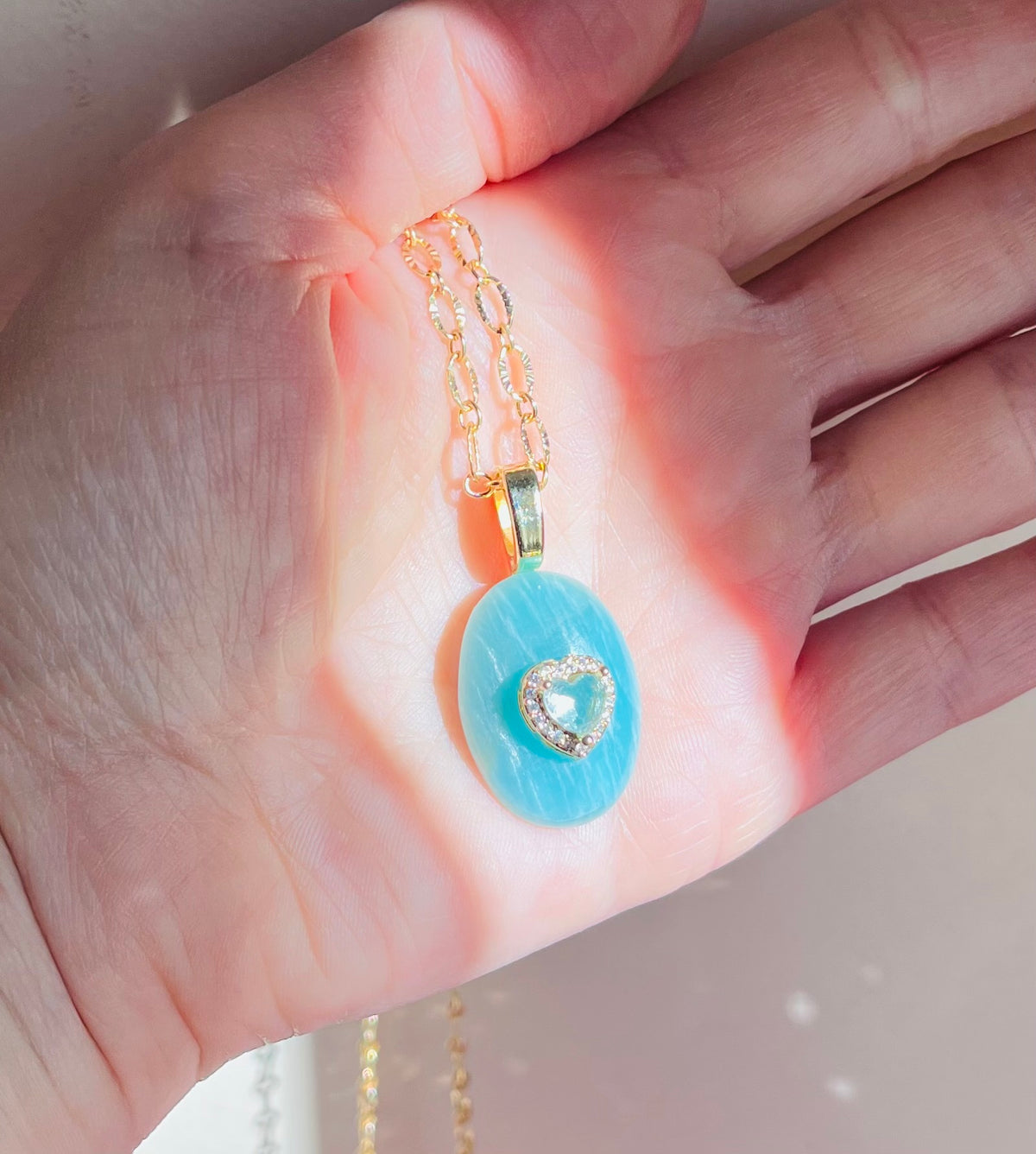 Collier sautoir grigri Amazonite