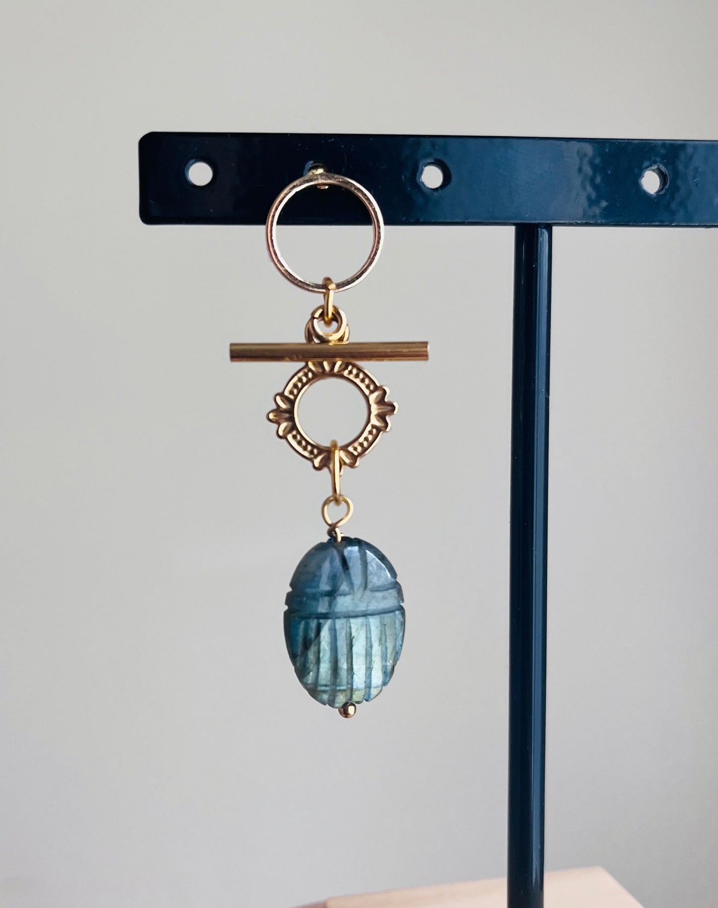 Single earring scarab amulet Labradorite