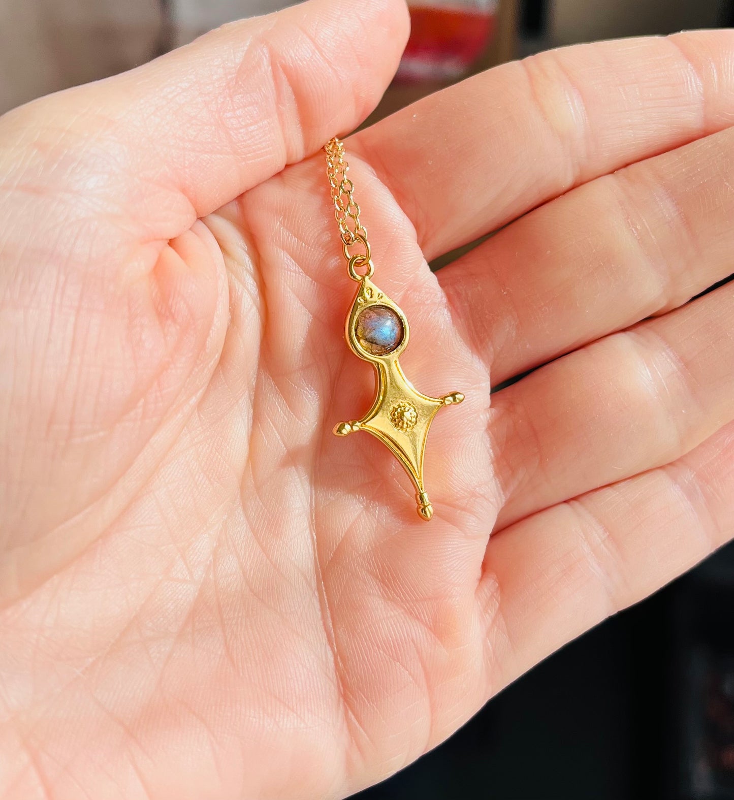 Collier Talisman Croix Touareg Labradorite