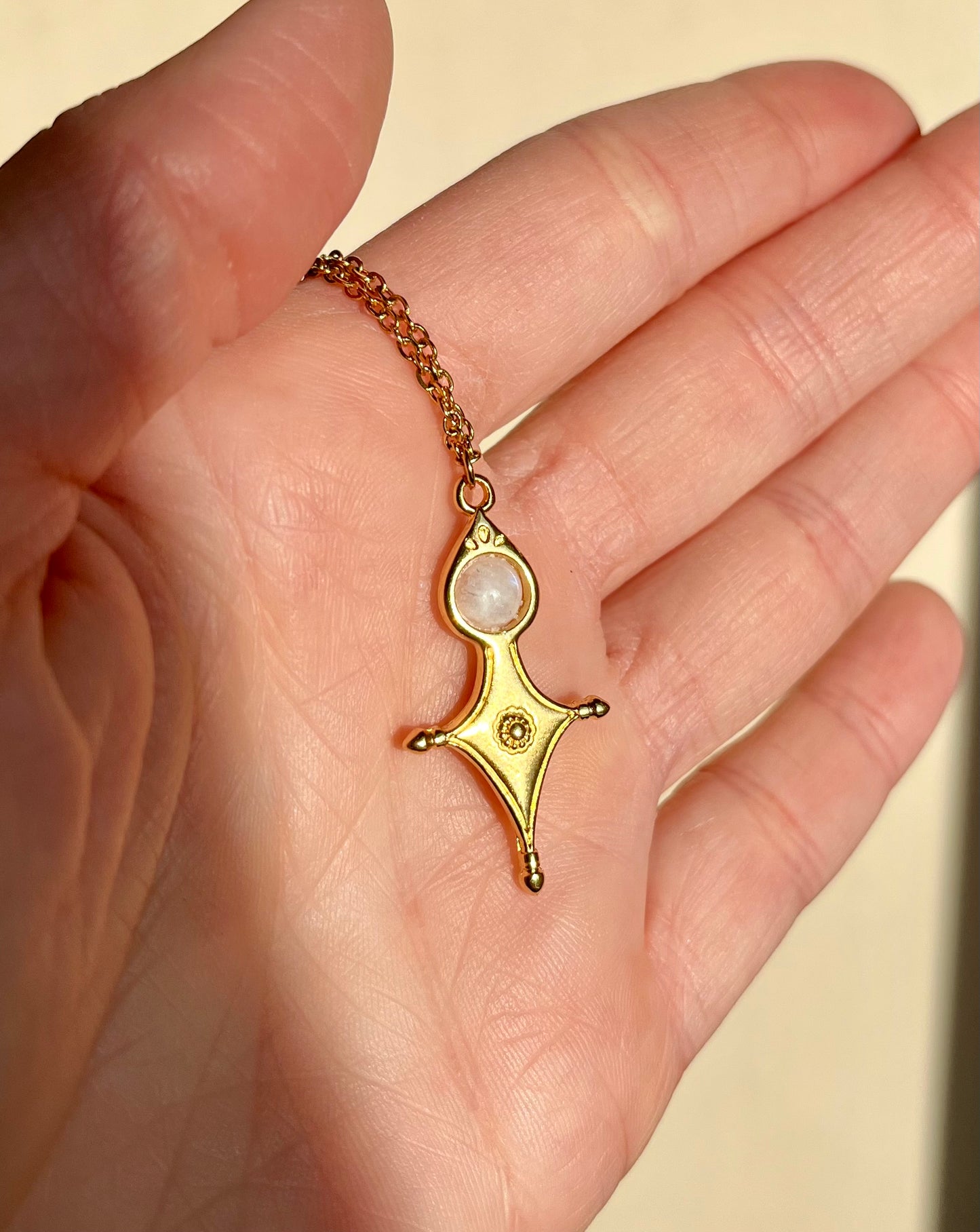 Collier Talisman Croix Touareg Pierre de Lune