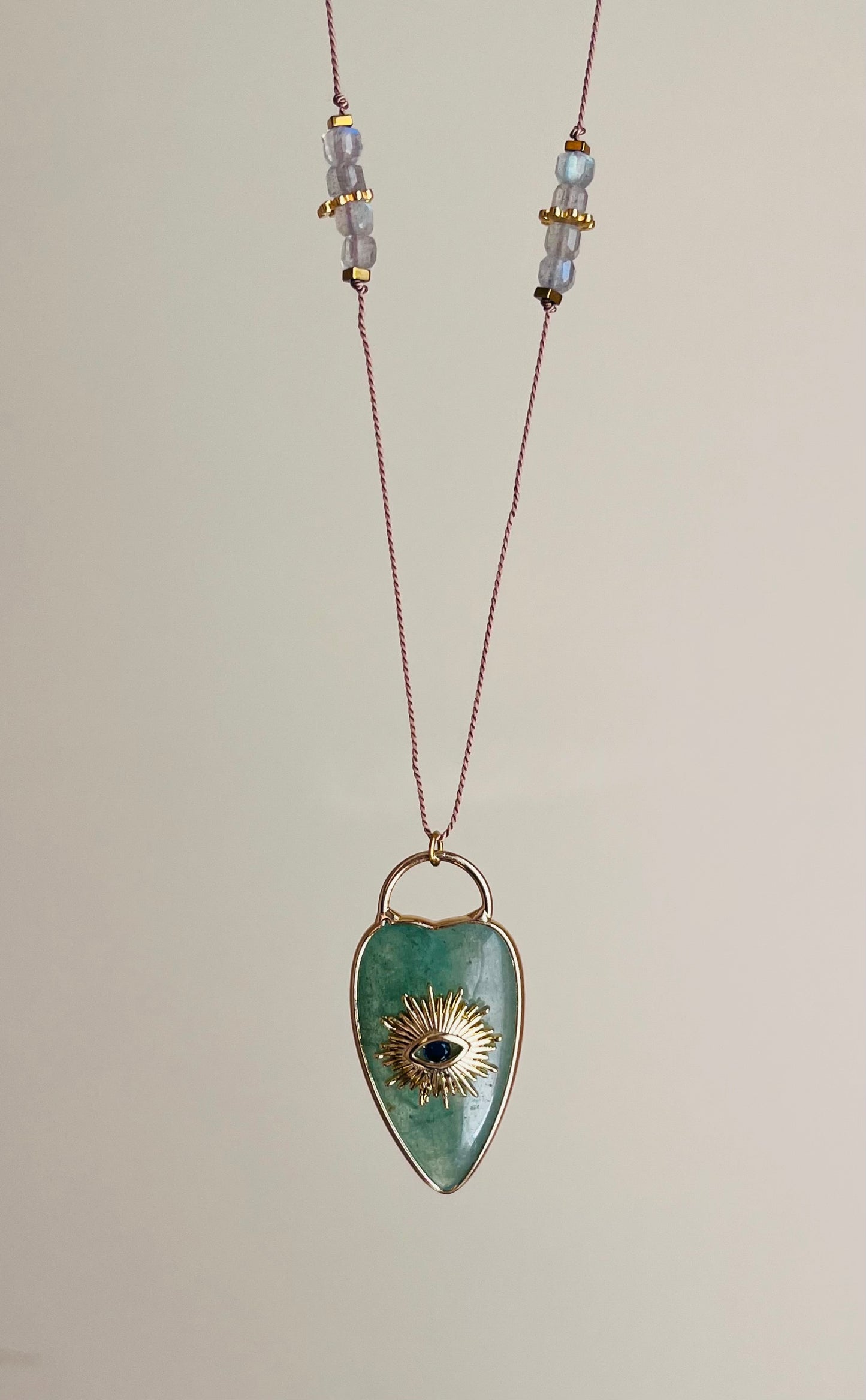 Collier sautoir coeur Aventurine
