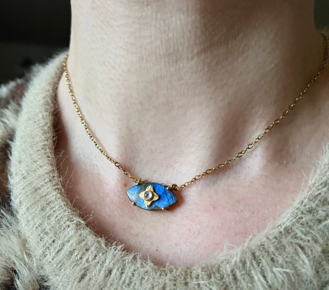 Collier talisman œil protecteur Labradorite
