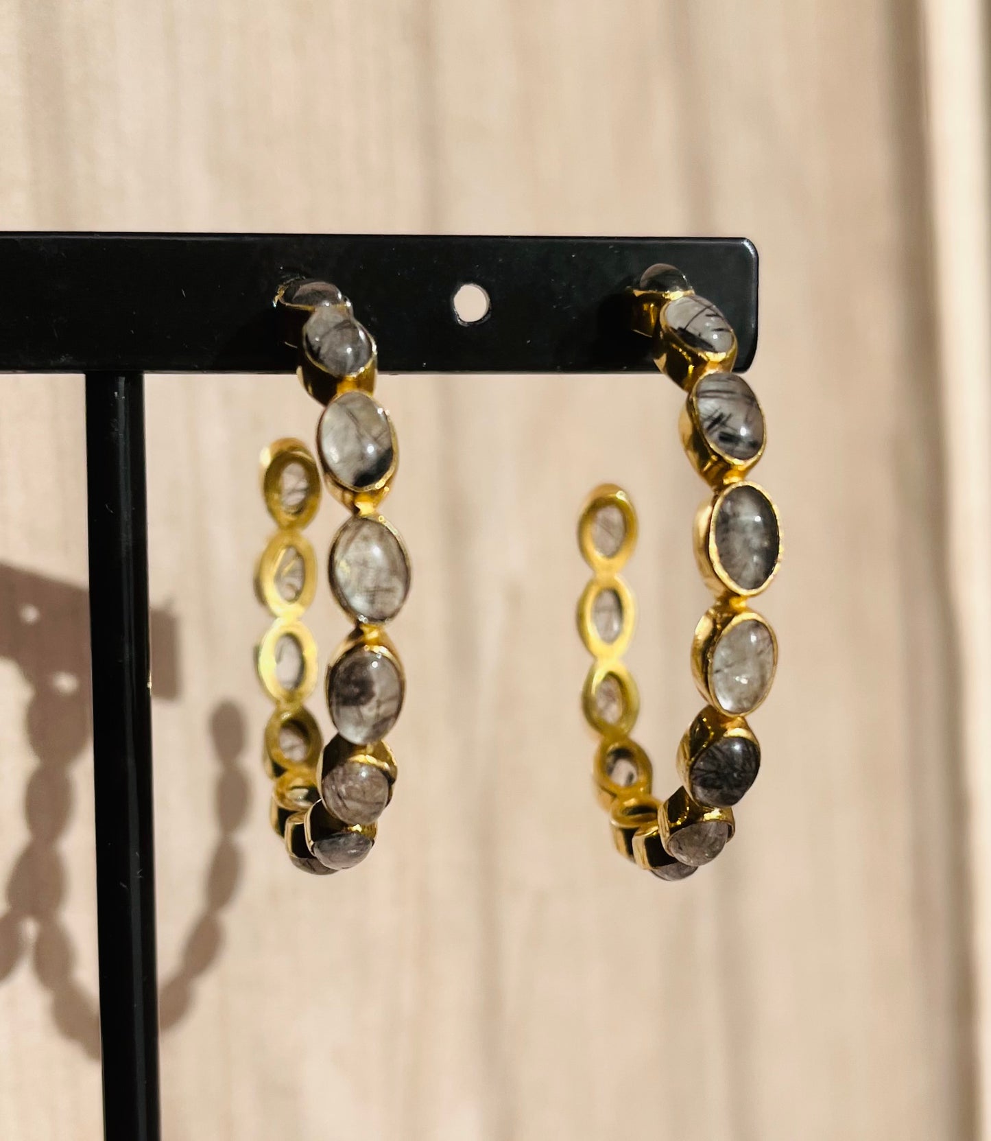 Boucles d’oreilles créoles Quartz rutile