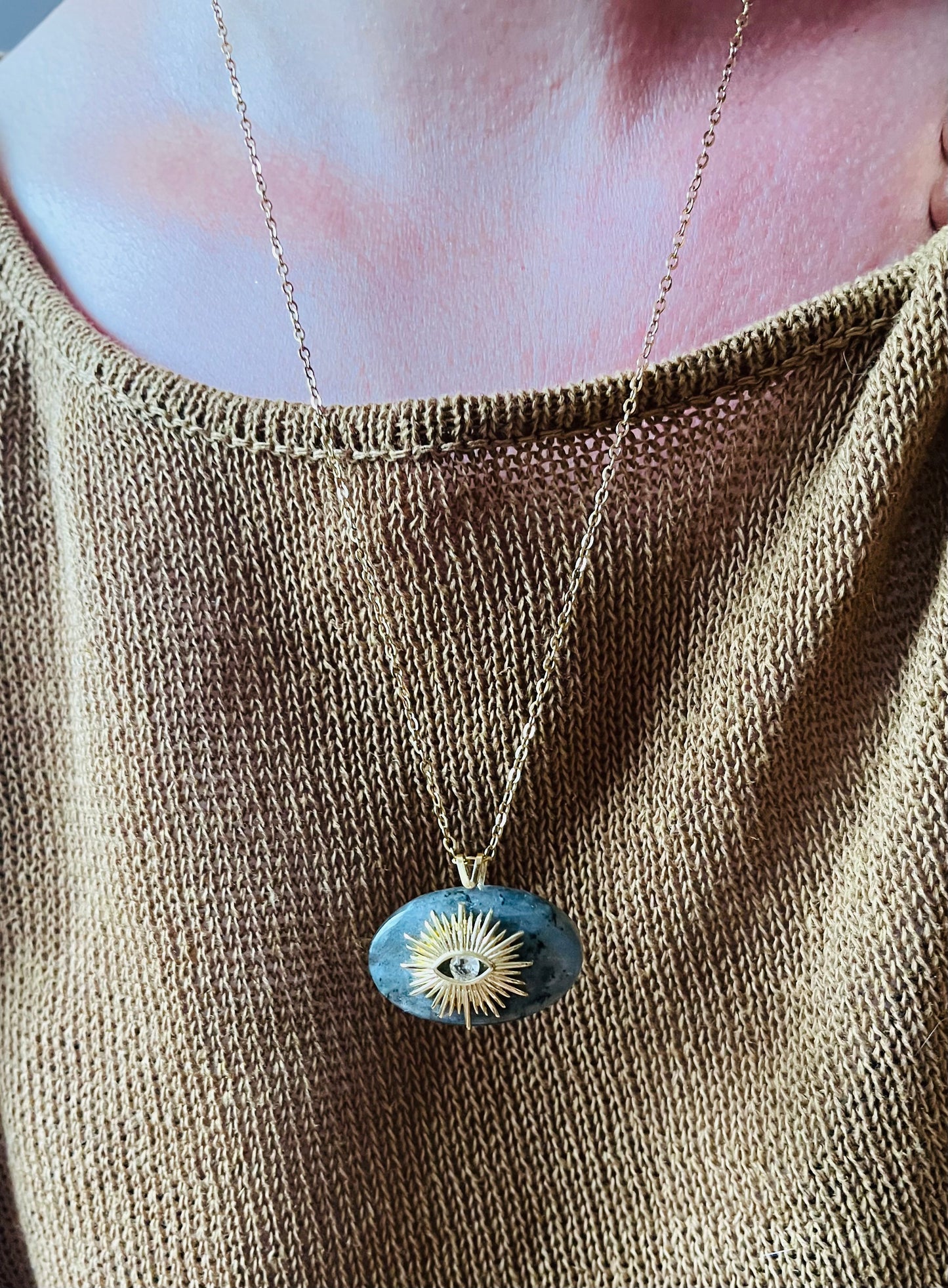 Collier sautoir protecteur grigri Labradorite