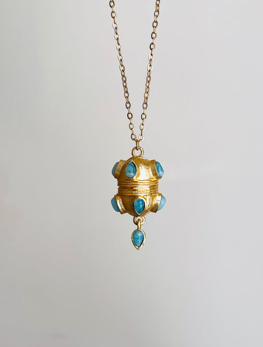 Collier sautoir talisman ethnique Amazonite